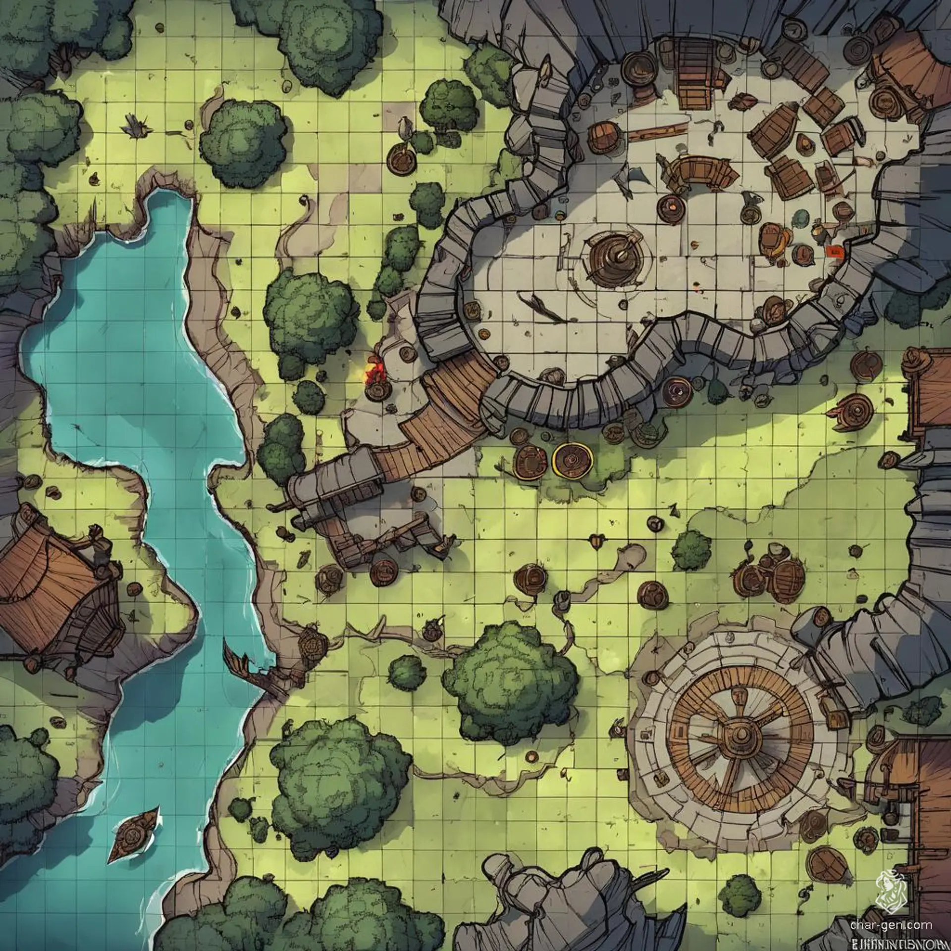 In a haunting chamber resembling an ancient insectoid nursery, two levels host a monstrous frozen queen egg at its core, surrounded by clusters of smaller eggs. Toxic green sludge flows through honeycomb-like stone structures, while remnants of a once-majestic civilization linger amid the black tar that clings to every surface. Thin bridges connect platforms overhead, leading to secrets hidden within the depths, including eerie furnishings and a stained-glass crystal door hinting at escape—or entrapment. Beware the lurking traps that guard the remnants of this now-corrupted realm.