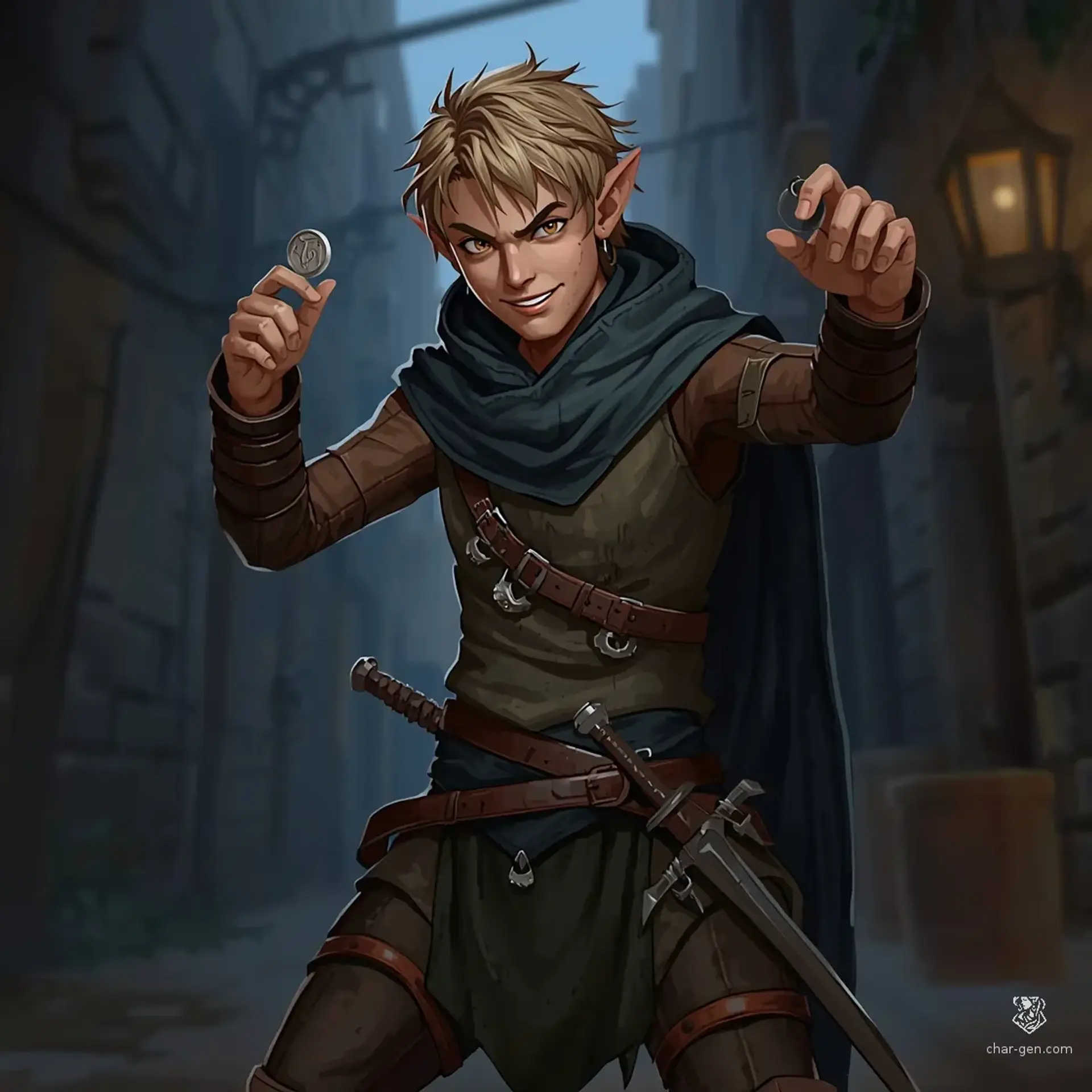 Finnan Fingers Greenbottle - AI-generated fantasy Character