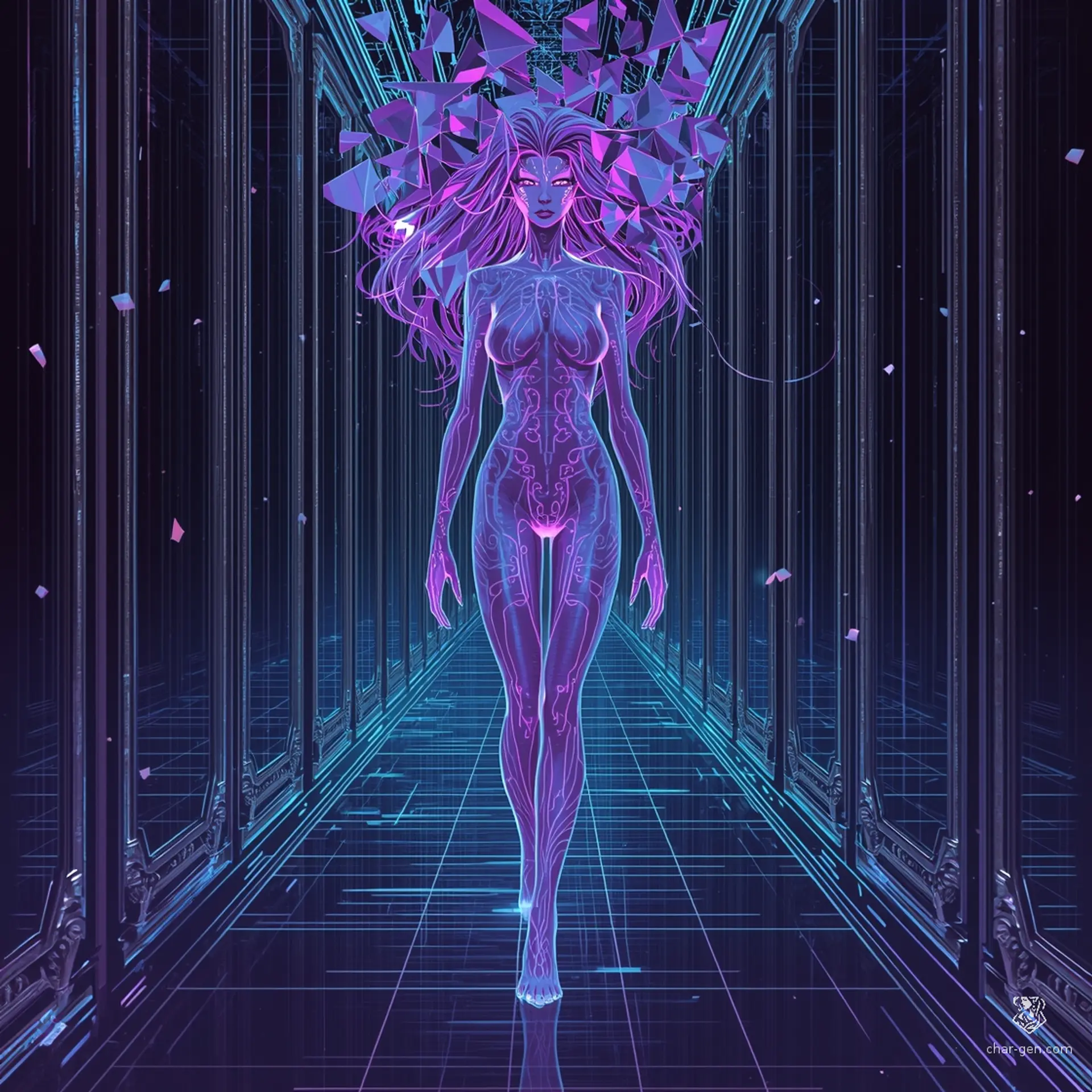 Logic-Lace Glitch-Vixen - AI-generated fantasy Monster