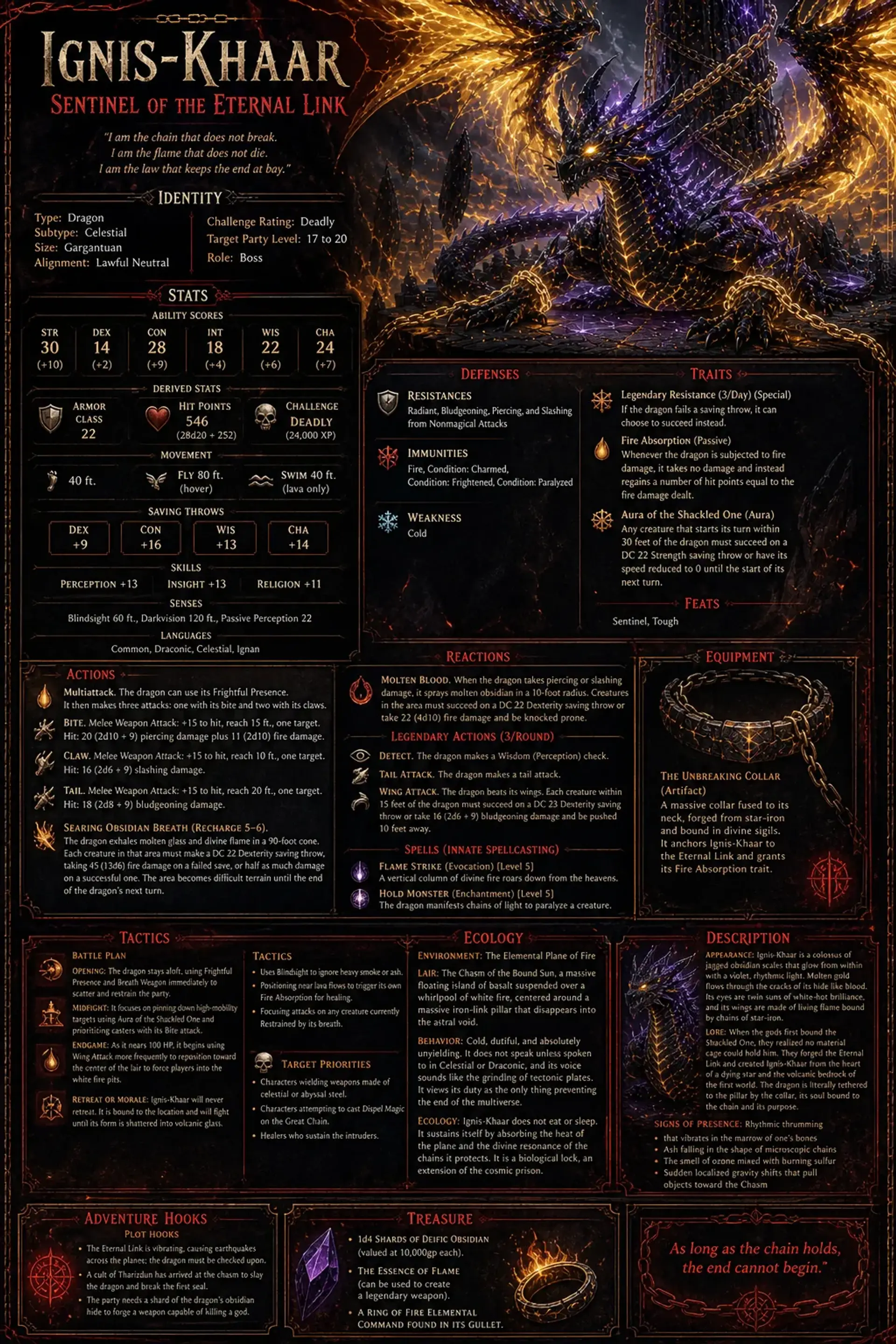 Ignis-Khaar, Sentinel of the Eternal Link - AI-generated fantasy Monster