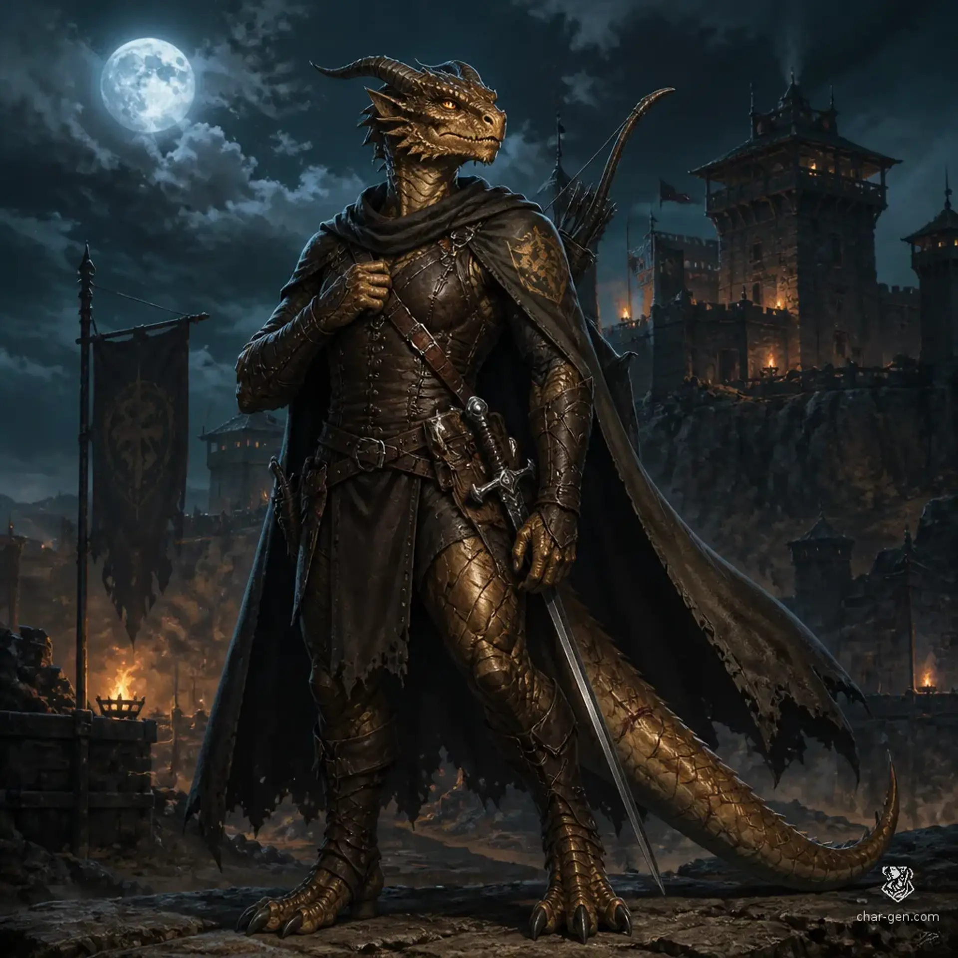 Veyra Brassscale - AI-generated fantasy Character