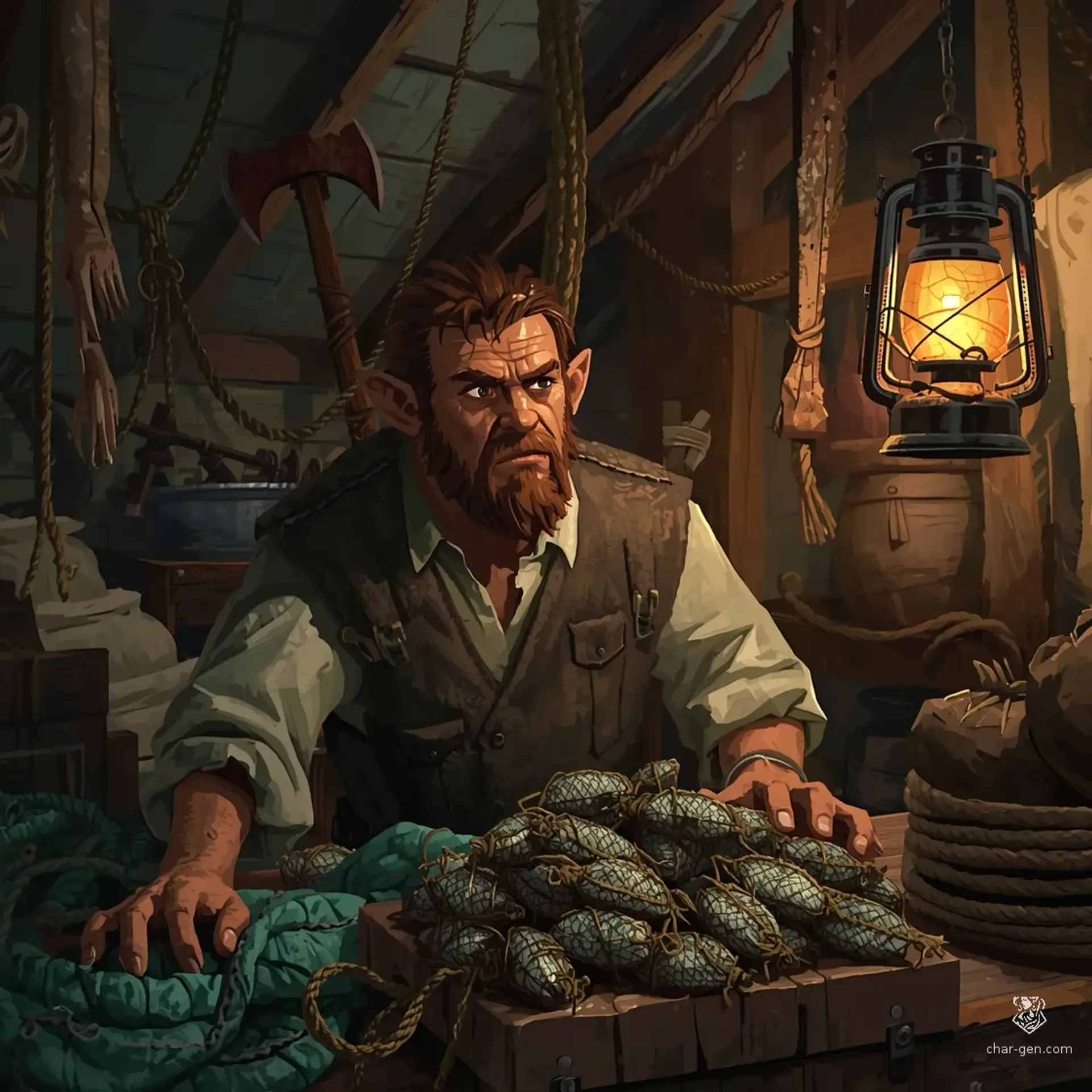 Cuttle’s Curios and Rations - AI-generated fantasy Shop
