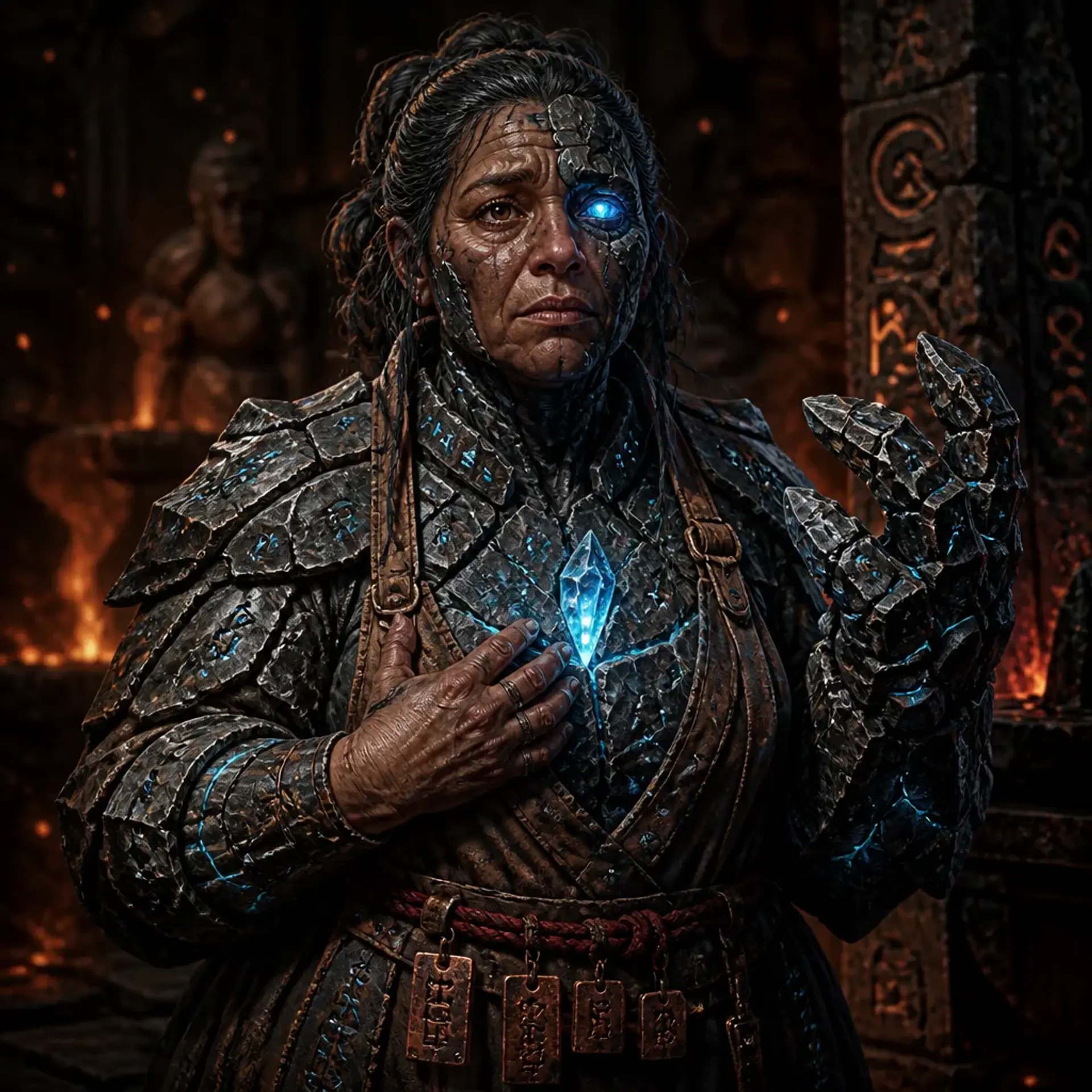 Veyra Korr, the Shard-Infused Stone Warden