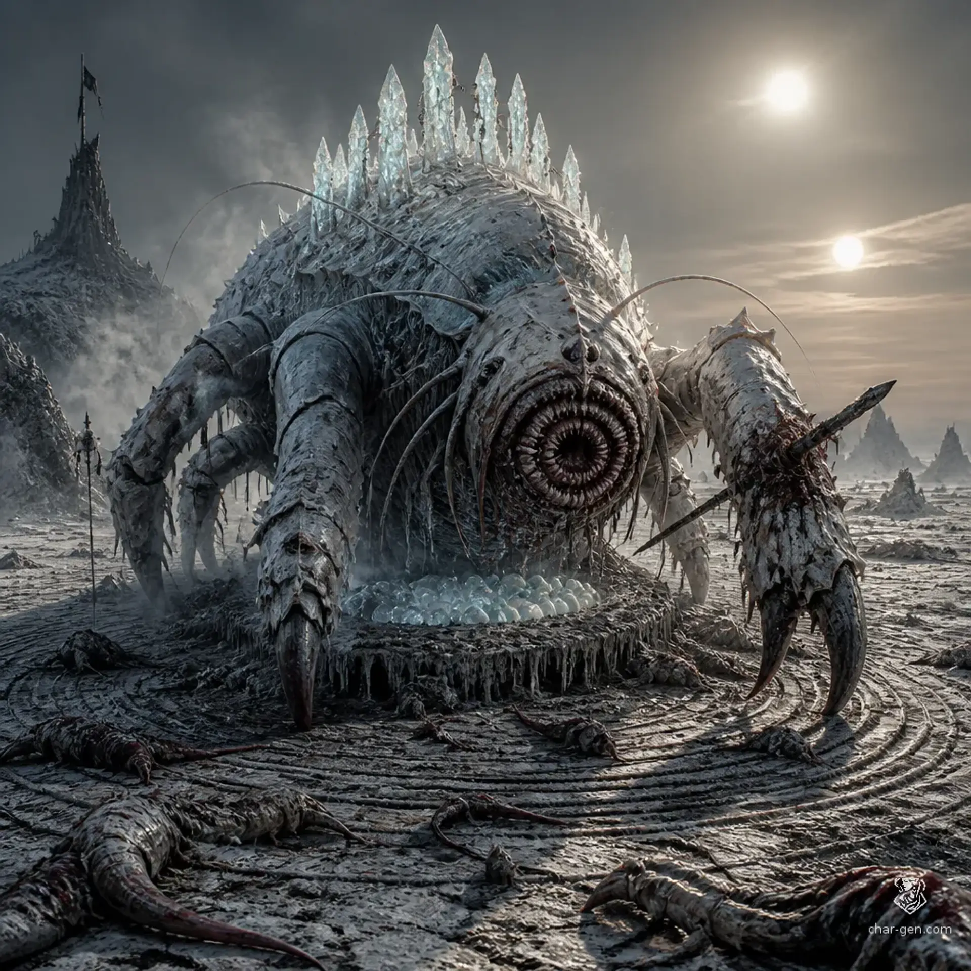 Glassmaw Burrower, Mother-of-Teeth - AI-generated fantasy Monster