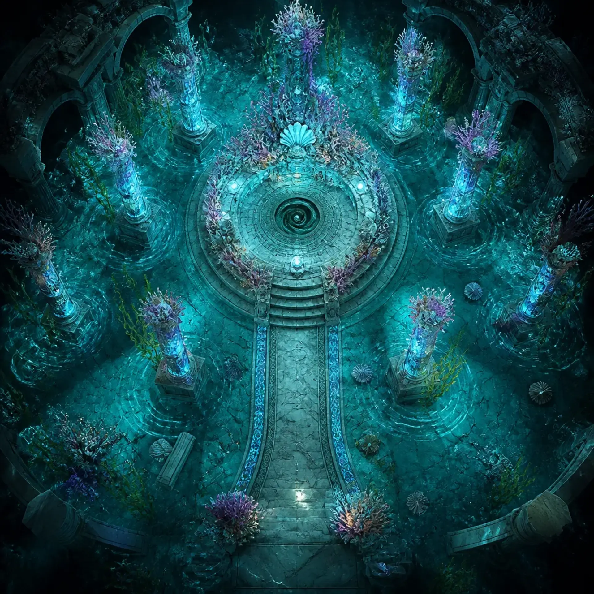 The Coral Altar of the Deep - AI-generated fantasy Encounter