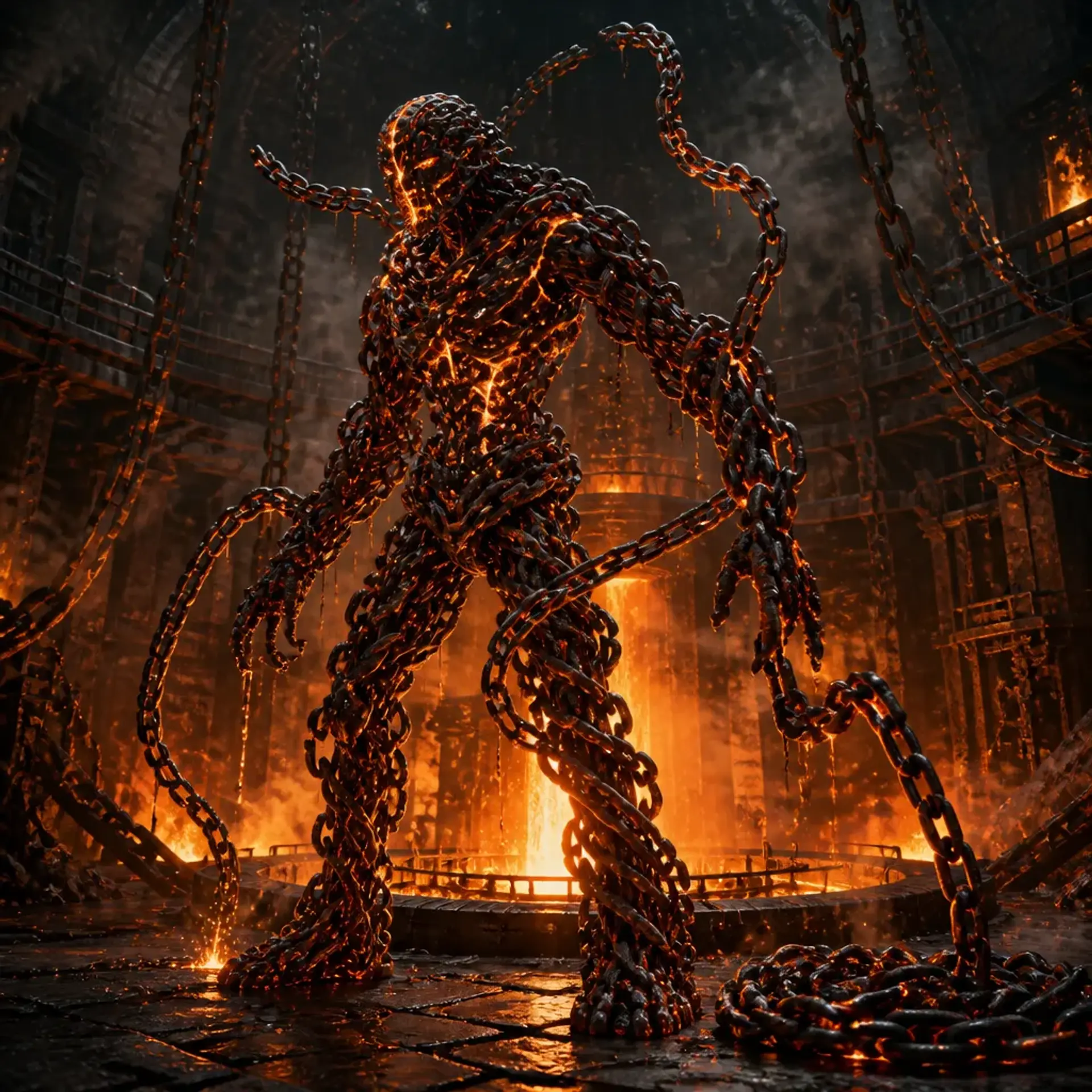 Animated Molten Chains - AI-generated fantasy Monster