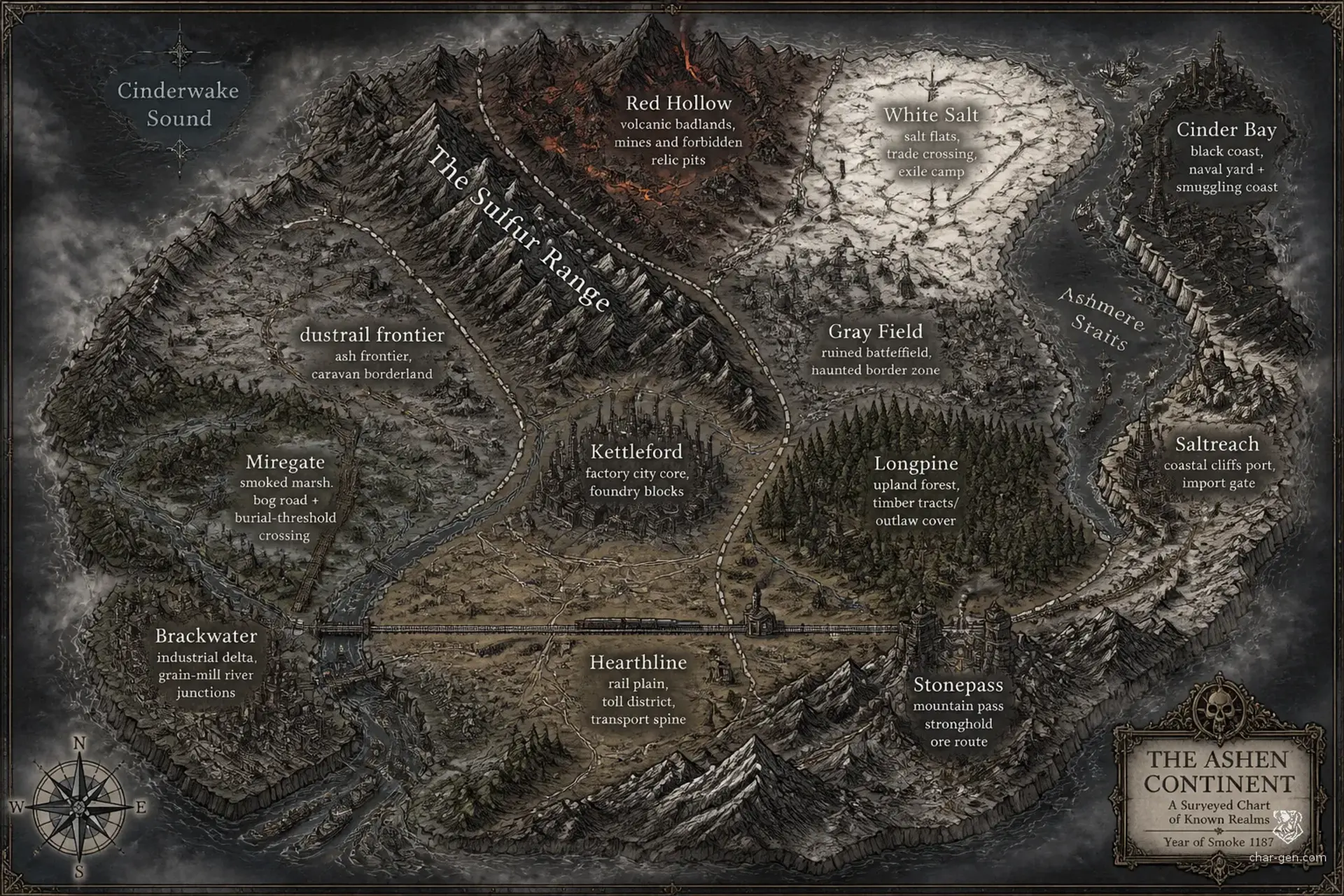 Cinderwake - AI-generated fantasy World