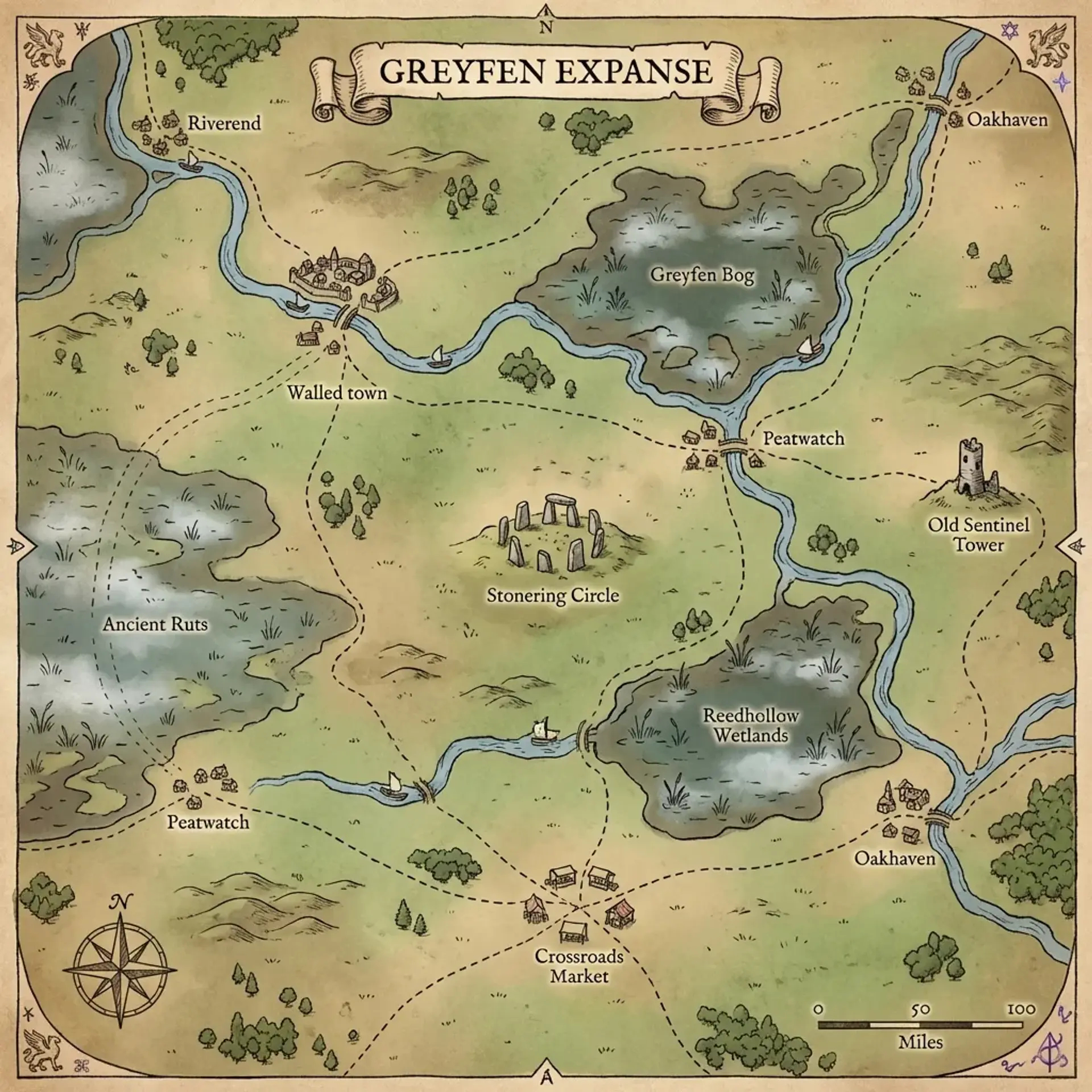 Greyfen Expanse - AI-generated fantasy Region