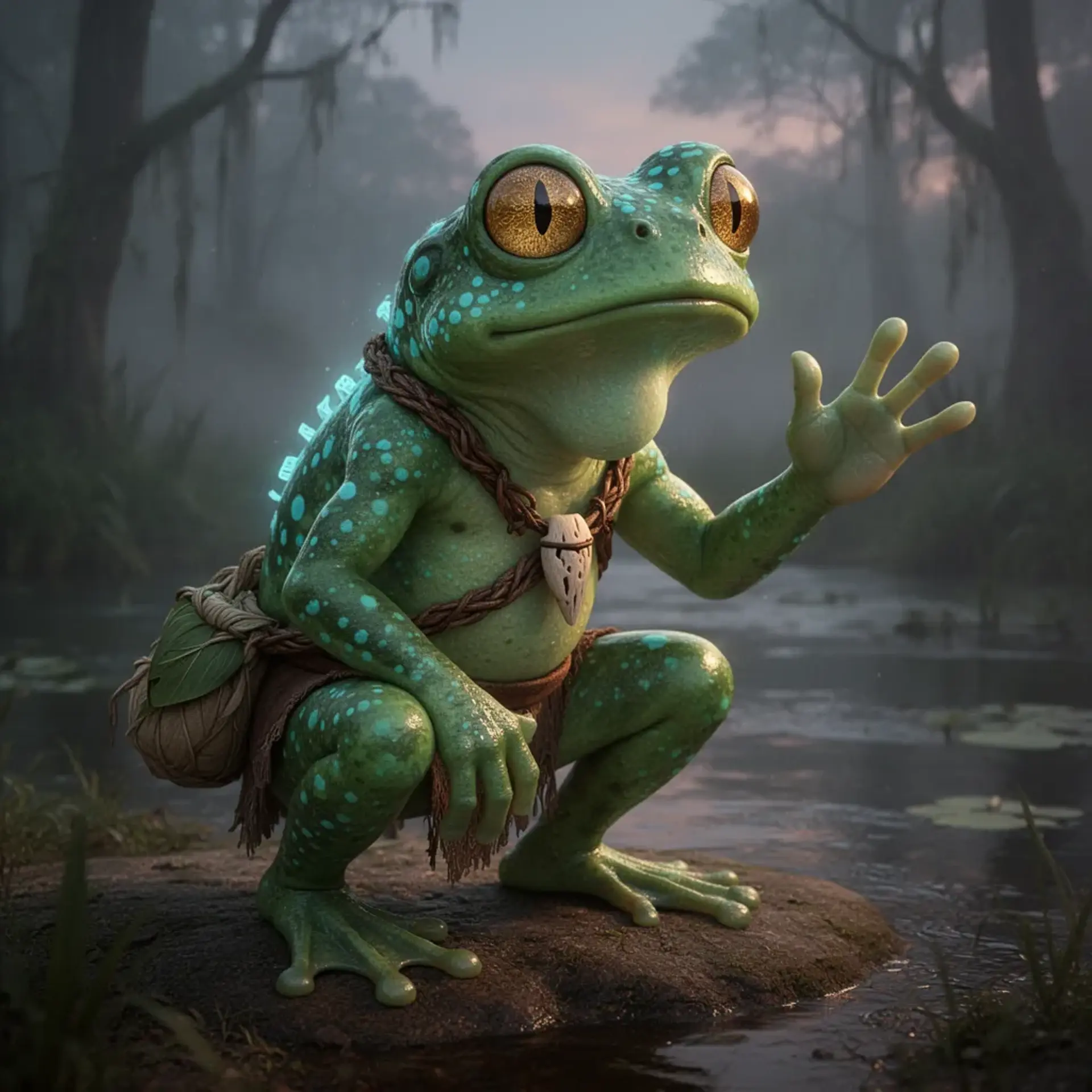 Grung Mire-Lord - AI-generated fantasy Monster