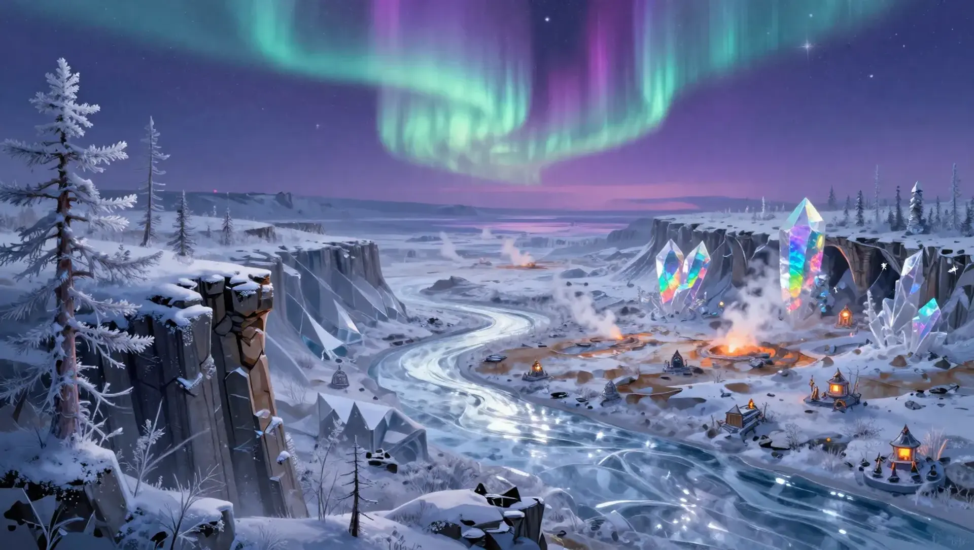 The Crystalline Taiga of Orizon - AI-generated fantasy Region