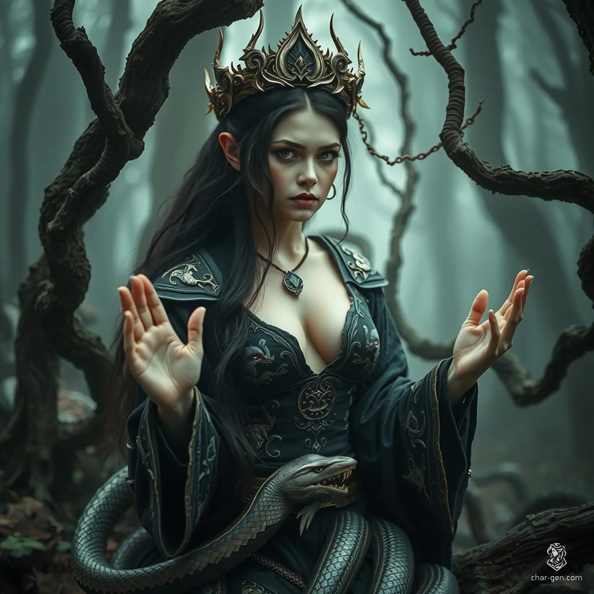 Elara, an enigmatic sorceress from the ancient, hidden city of Xyre, wields unparalleled arcane power. Cloaked in shadows and whispers, she commands the elements and sees through illusions, driven by a quest for forgotten knowledge.