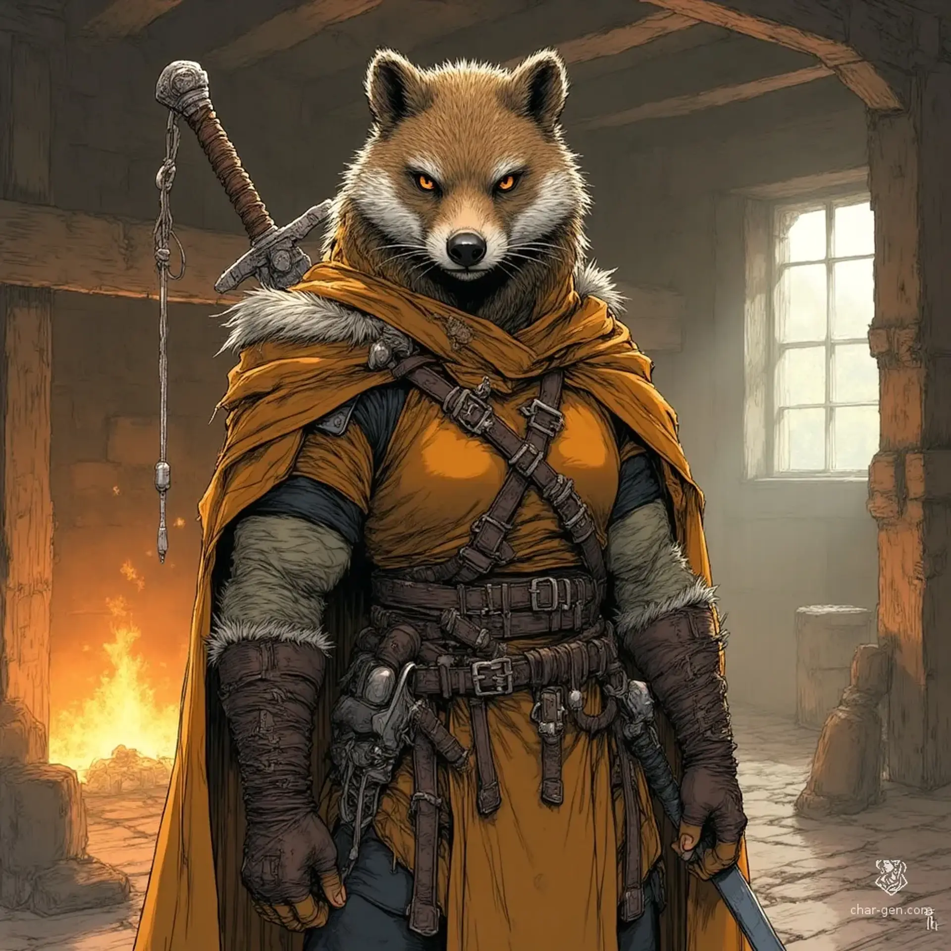 Brenna Coalmaw - AI-generated fantasy NPC