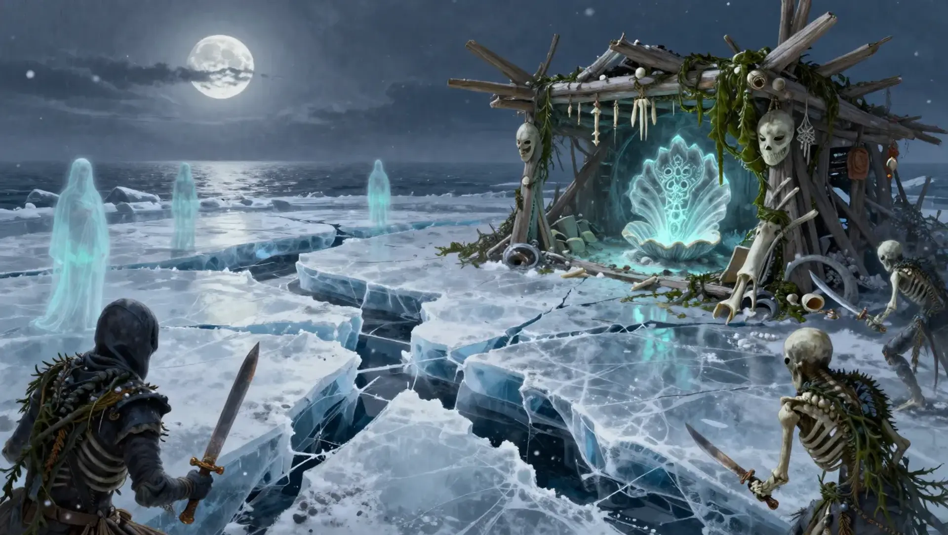 Der Ahnenstein am Eisstrand - AI-generated fantasy Encounter