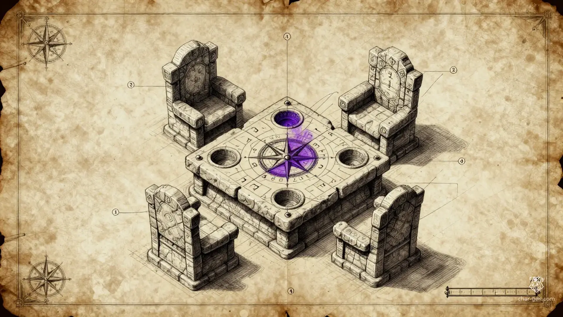 The Cenotaph of the Four Winds - AI-generated fantasy Puzzle