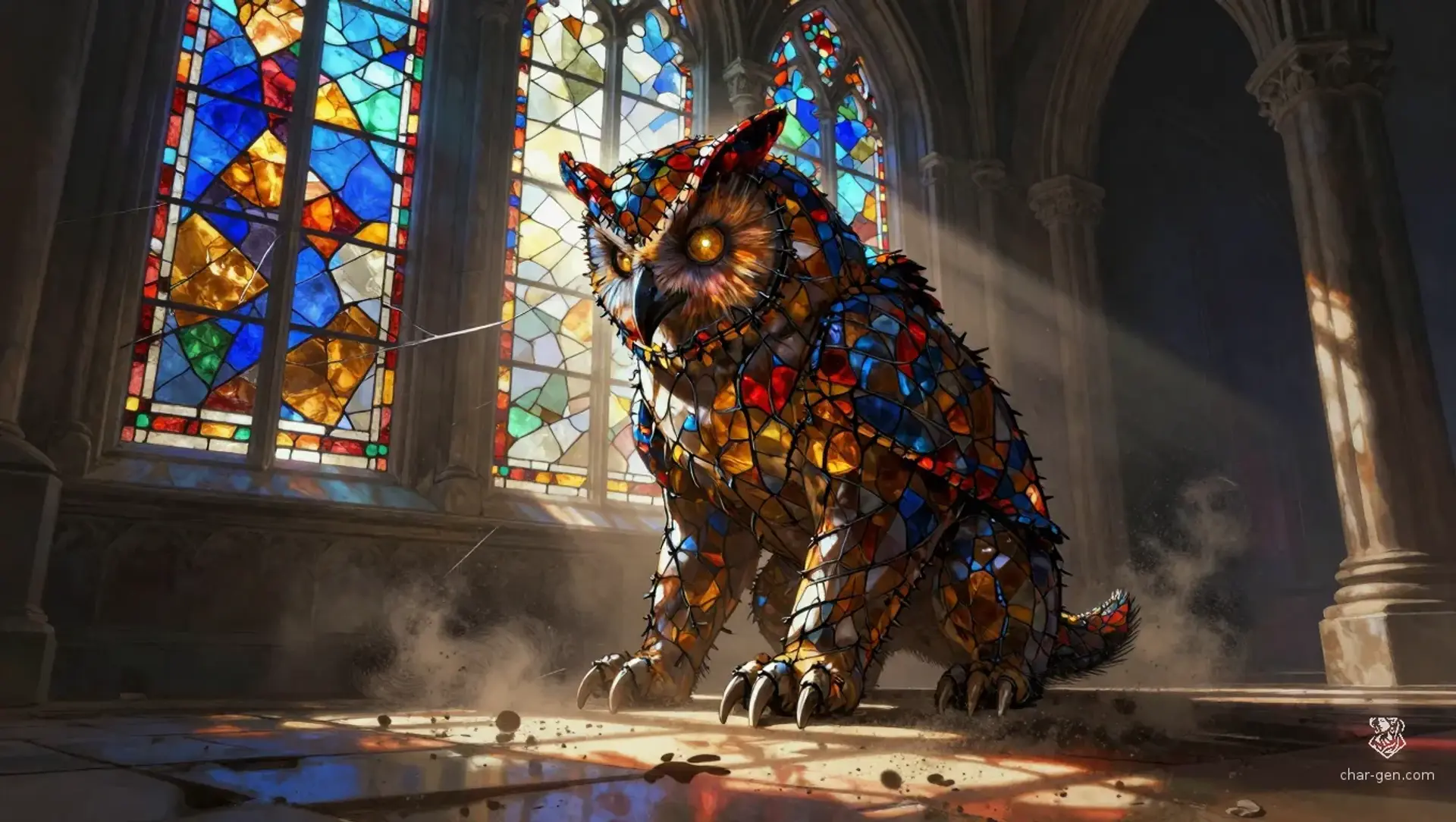 The Leadbound Owlbear Window