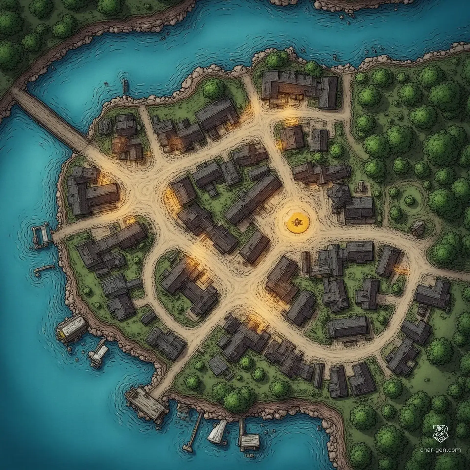 Greenbarrow - AI-generated fantasy Settlement