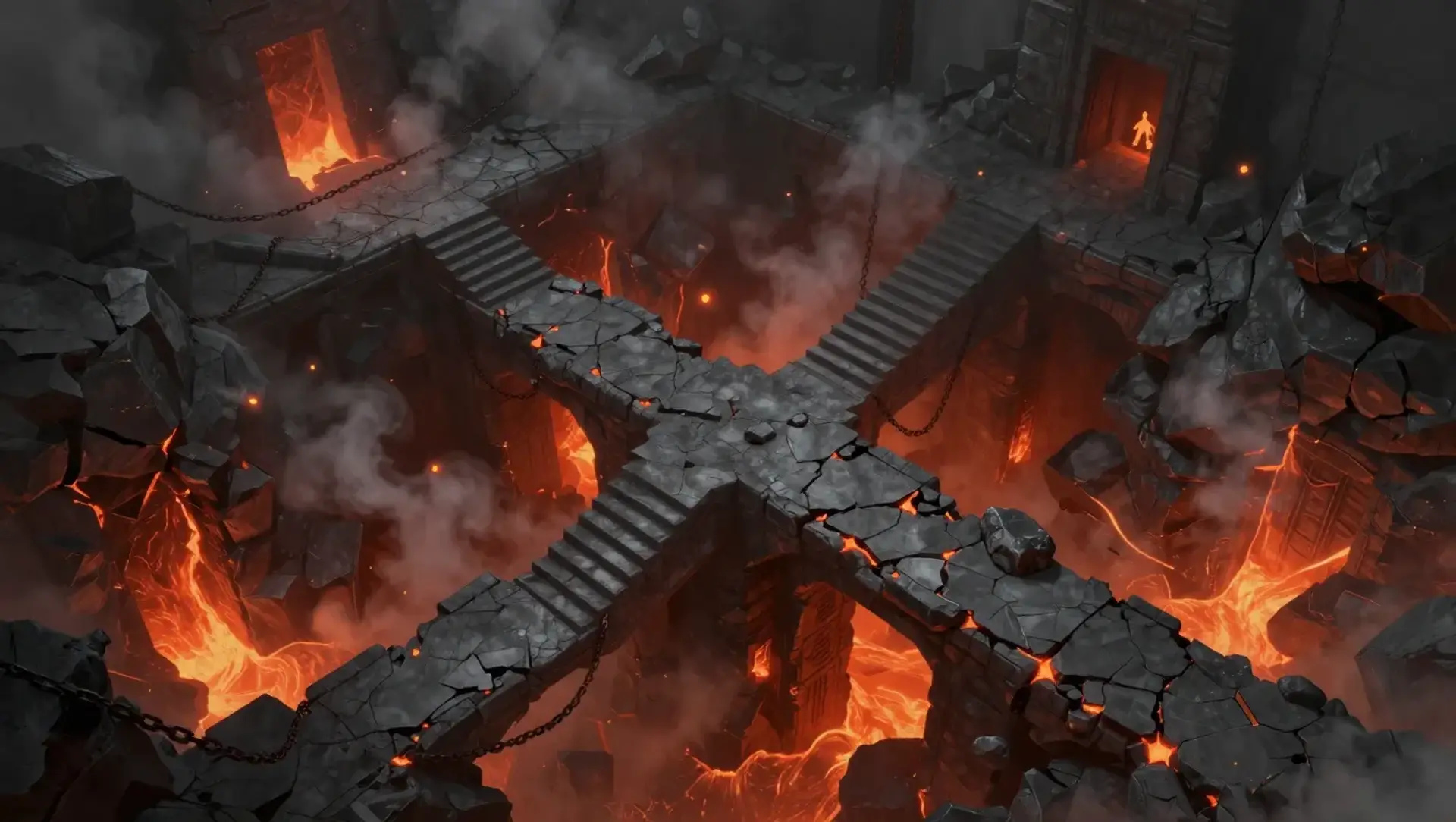 Across the Ashen Chute - AI-generated fantasy Encounter