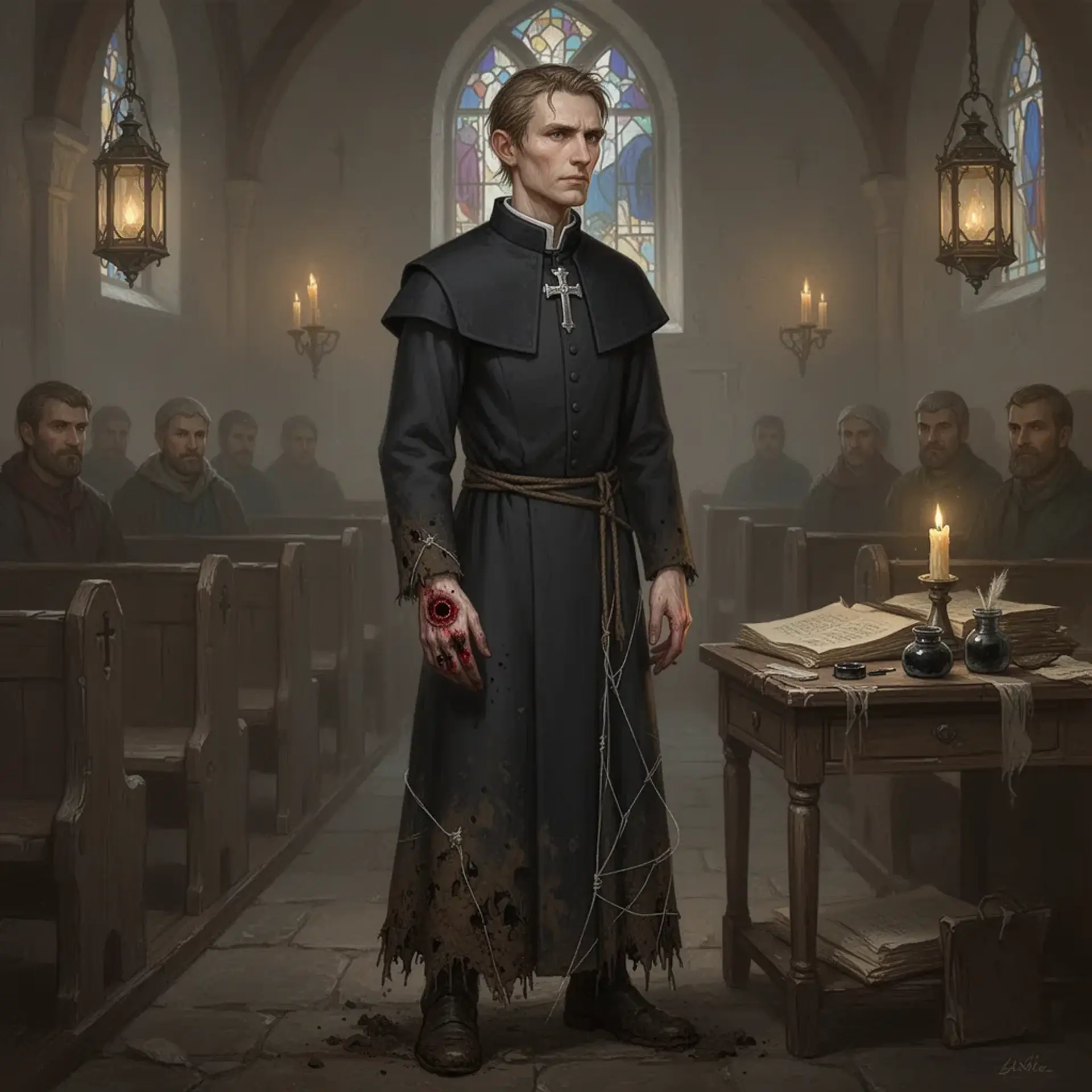 Brother Merek Halvren - AI-generated fantasy NPC