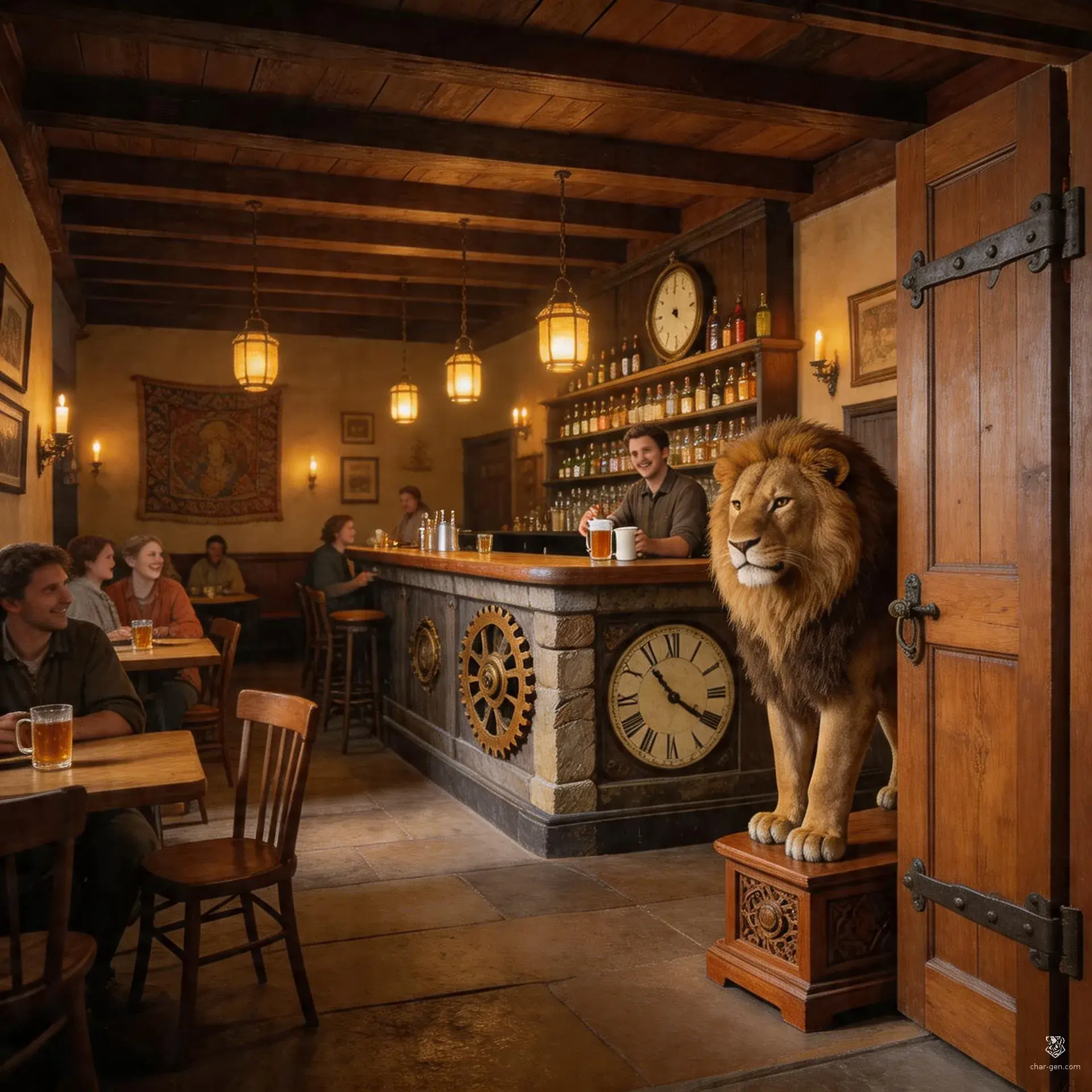 The Cozy Lion - AI-generated fantasy Tavern