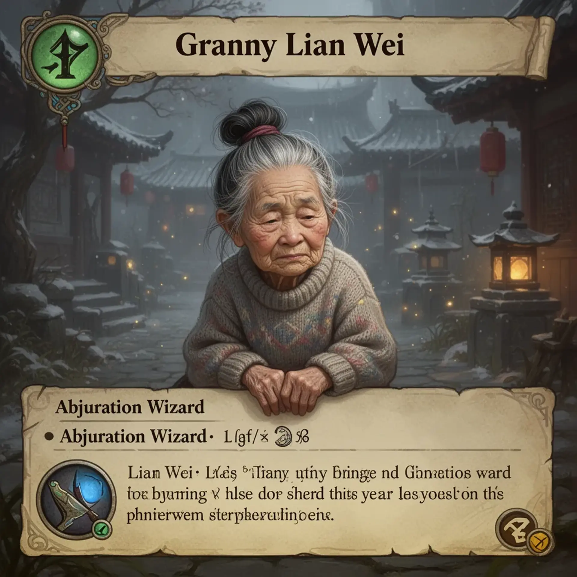Granny Lian Wei - AI-generated fantasy NPC