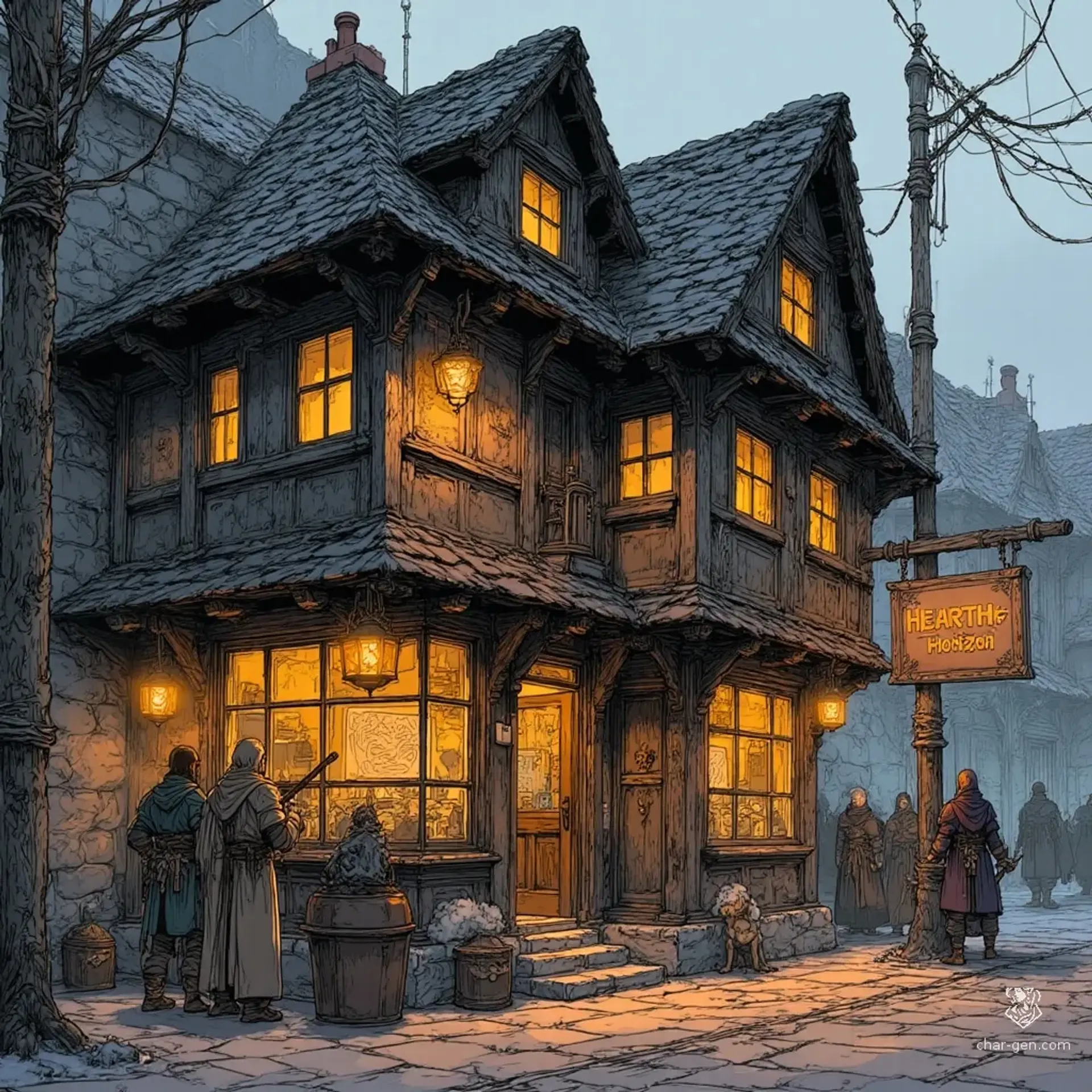 The Hearth & Horizon - AI-generated fantasy Tavern