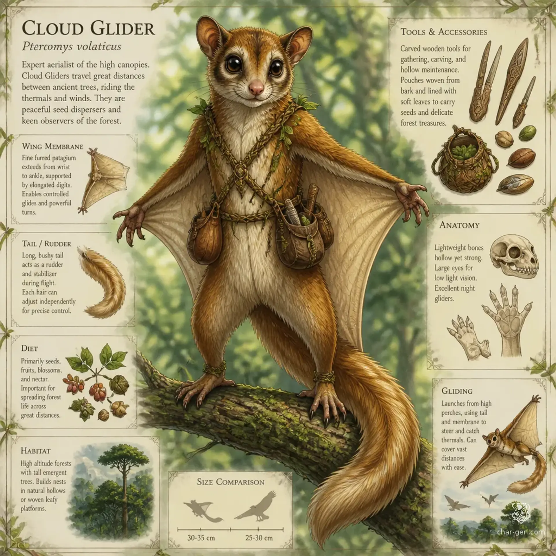 Petaurine Glider-folk - AI-generated fantasy Species