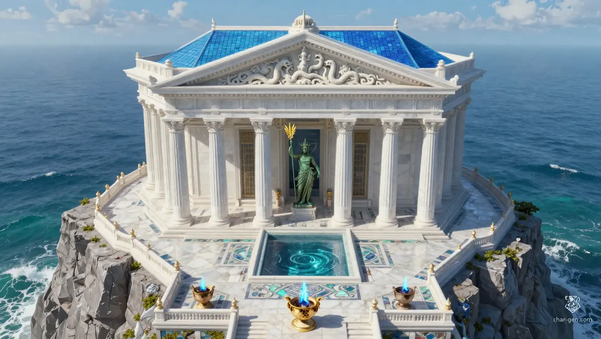The Sea Gate Temple - AI-generated fantasy Building