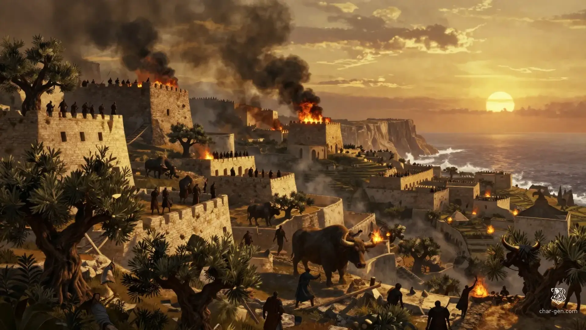 Ashes on the Olive Wall - AI-generated fantasy Quest