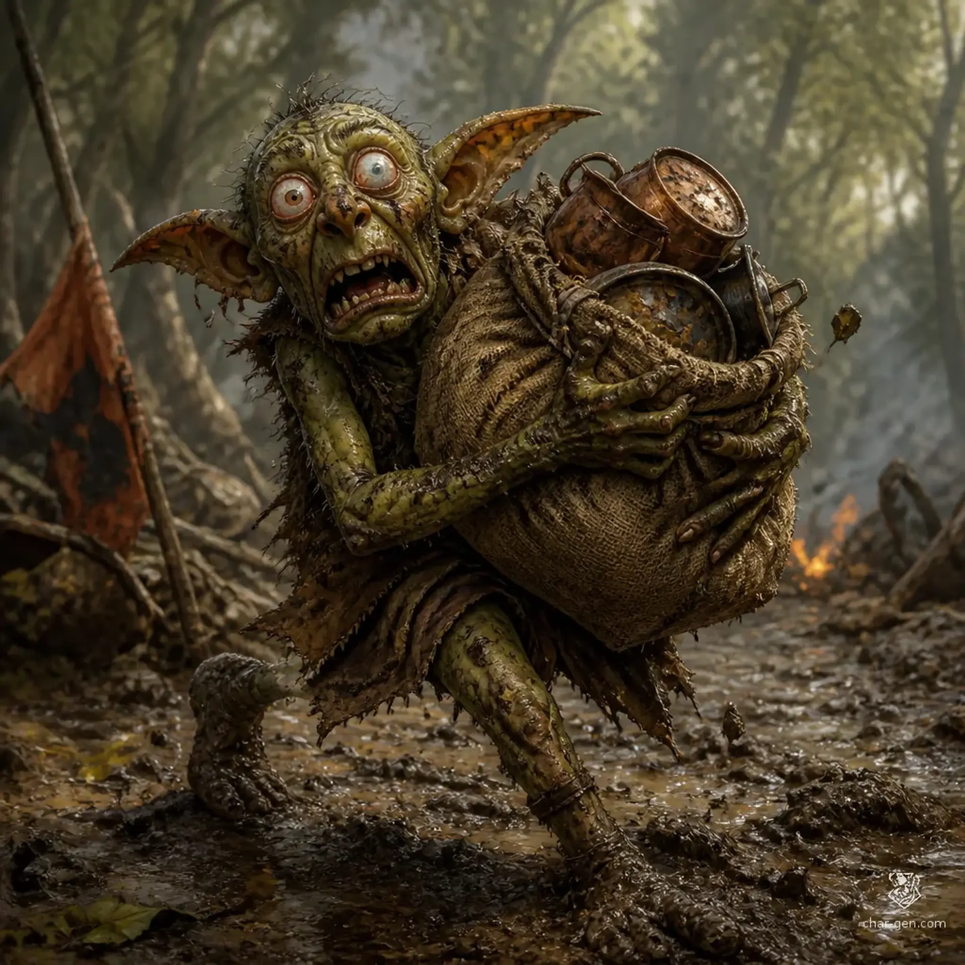 Zrip, the Panicked Scavenger - AI-generated fantasy Monster