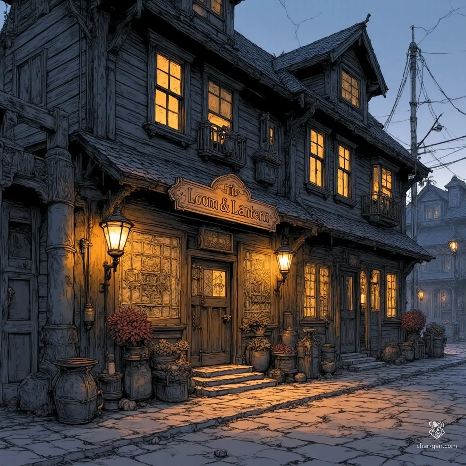 The Loom & Lantern - AI-generated fantasy Tavern