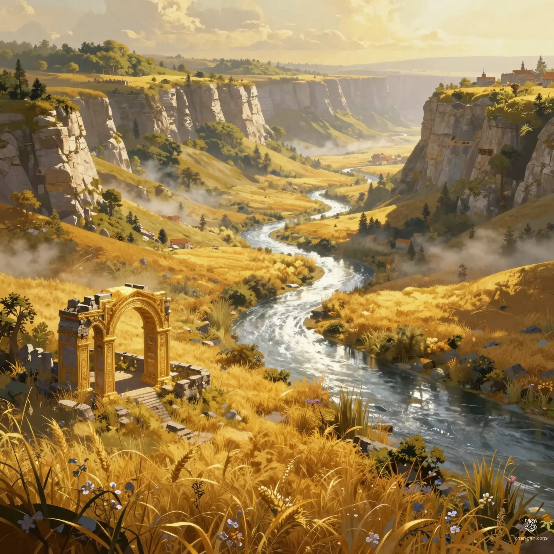 The Golden Basin - AI-generated fantasy Region