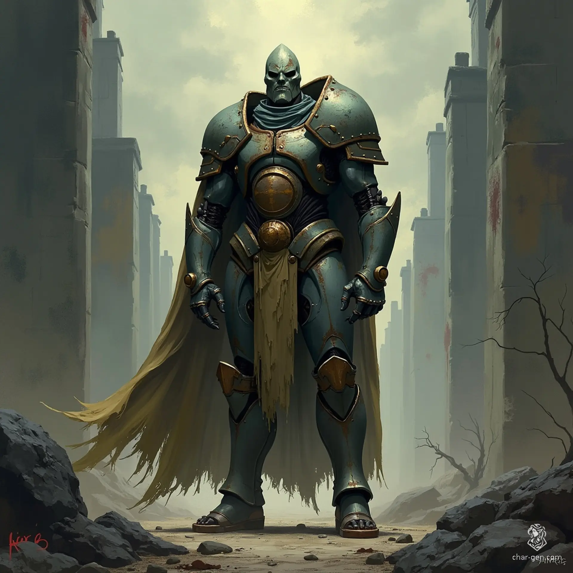 A Warforged Paladin exudes a dignified aura, blending unyielding metal with noble valor. With a protective stance and unwavering resolve, this Dungeons & Dragons robotic champion stands as a stalwart guardian and relentless defender of justice.