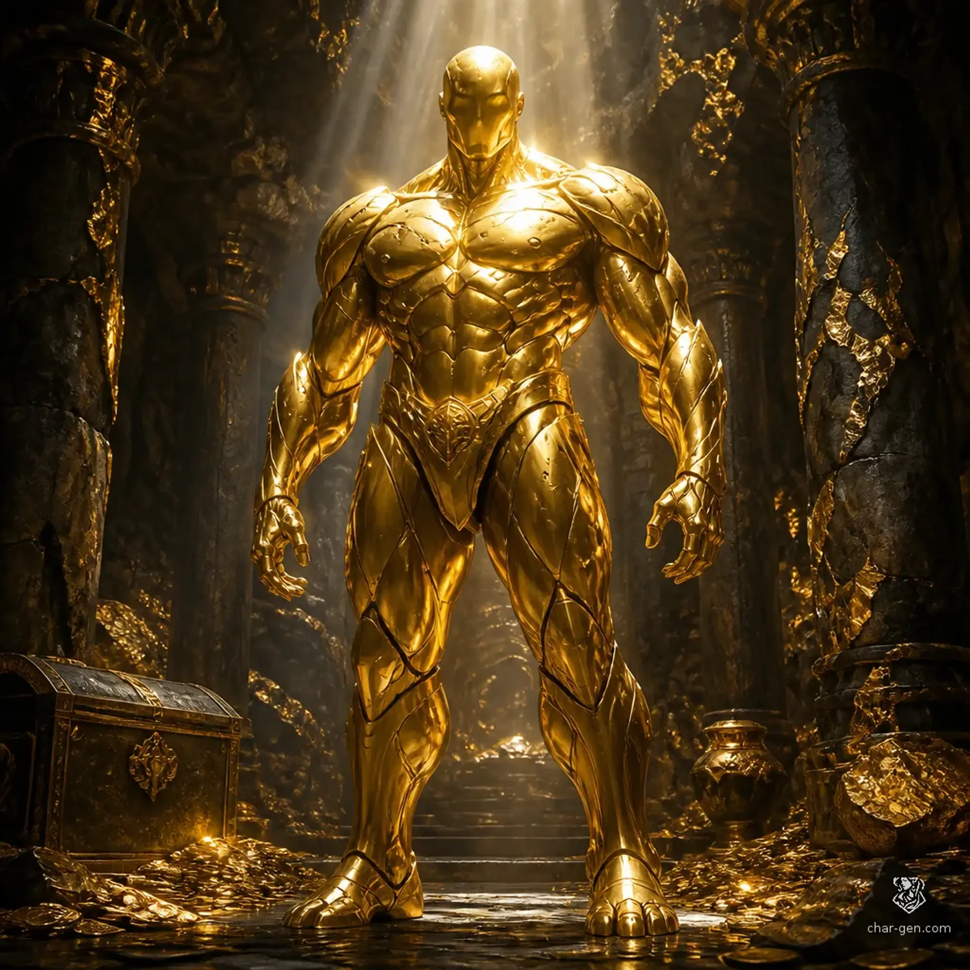 Gold Golem - AI-generated fantasy Monster