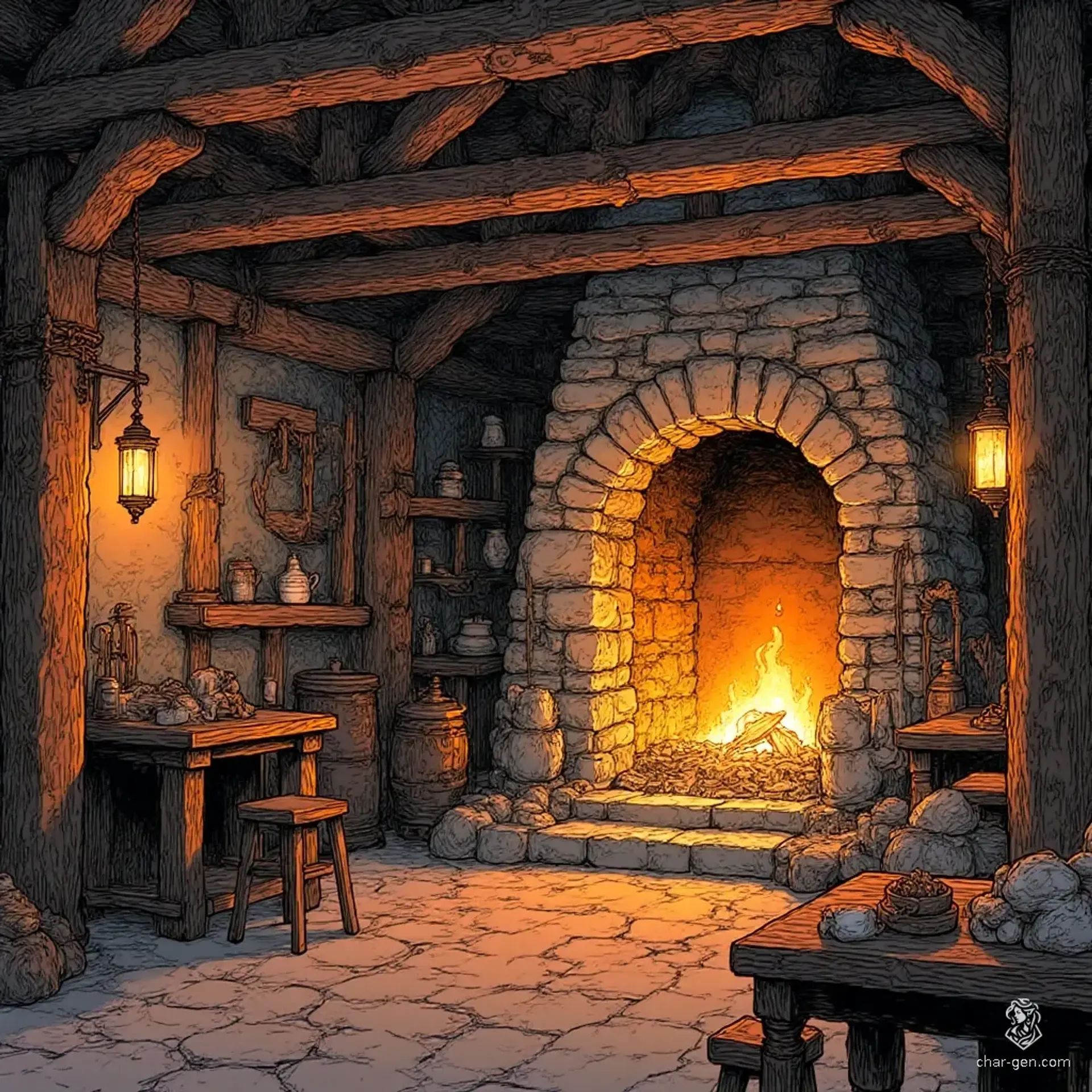 The Gilded Hearth - AI-generated fantasy Tavern