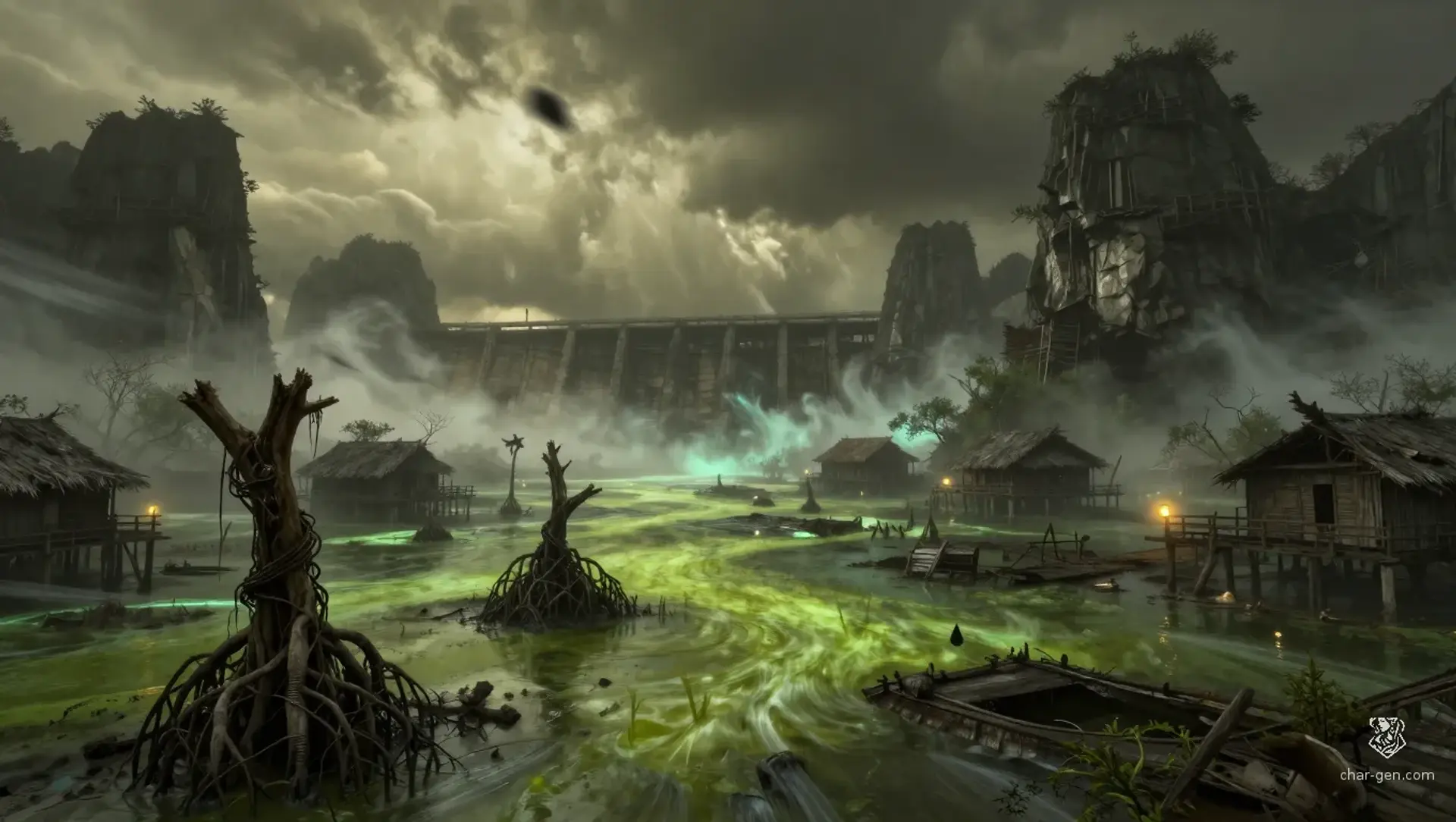 The Windy Marsh - AI-generated fantasy Region
