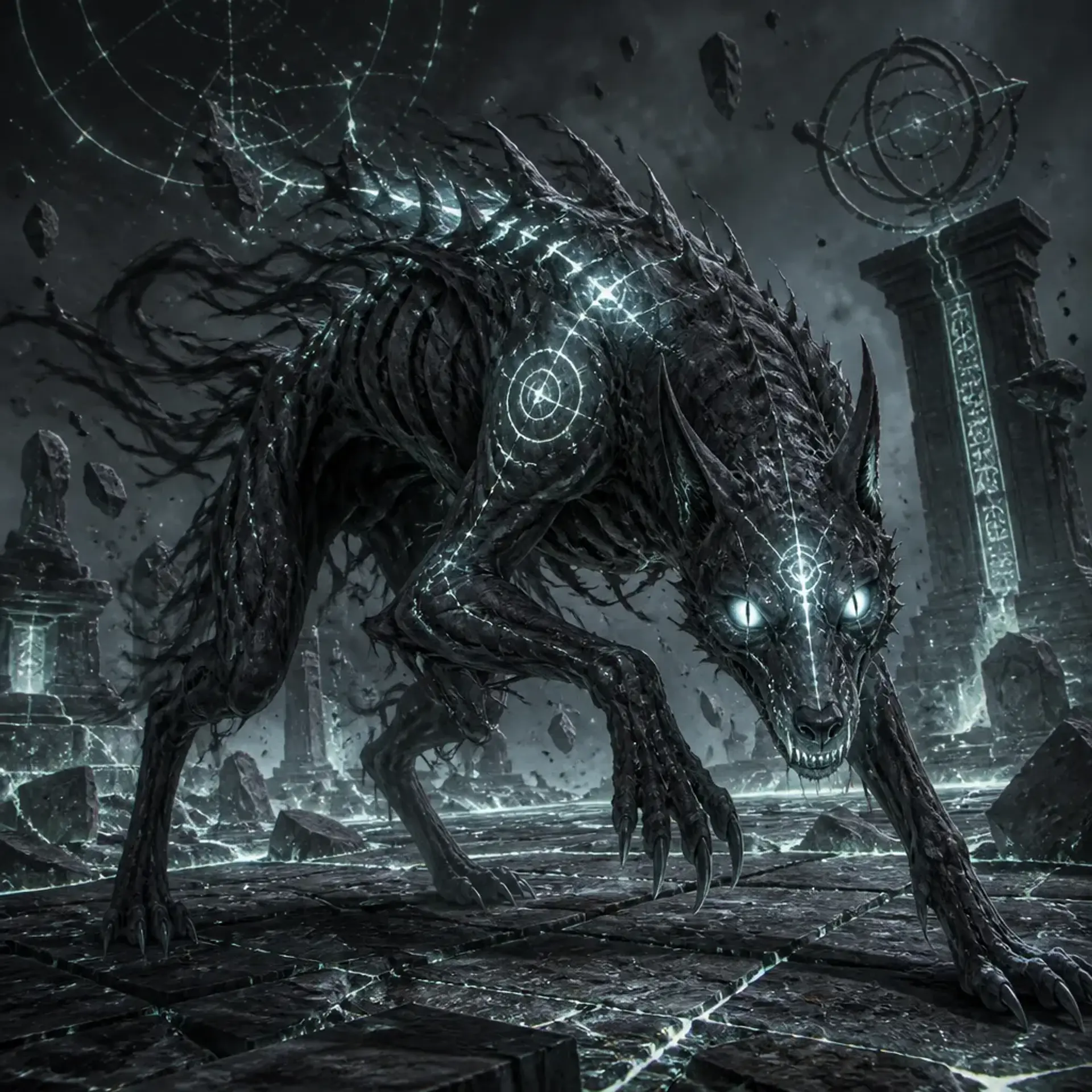 Rift-Touched Hound - AI-generated fantasy Monster