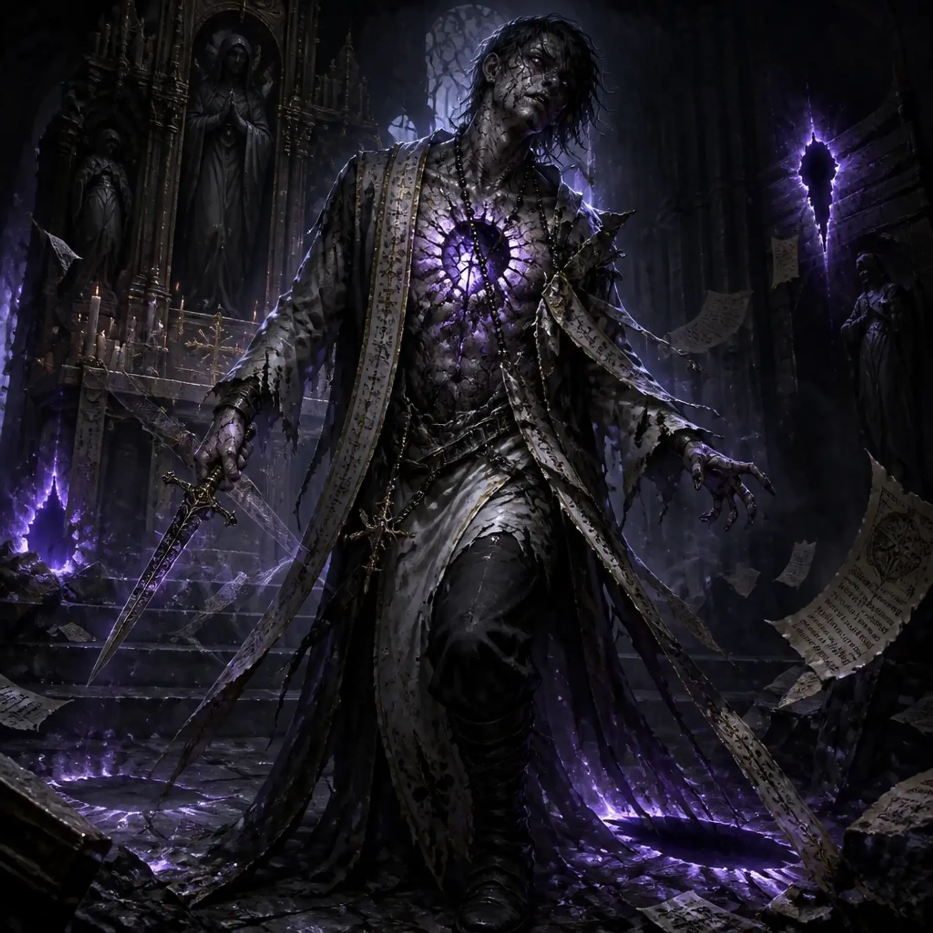 Rift-Scarred Acolyte - AI-generated fantasy Monster