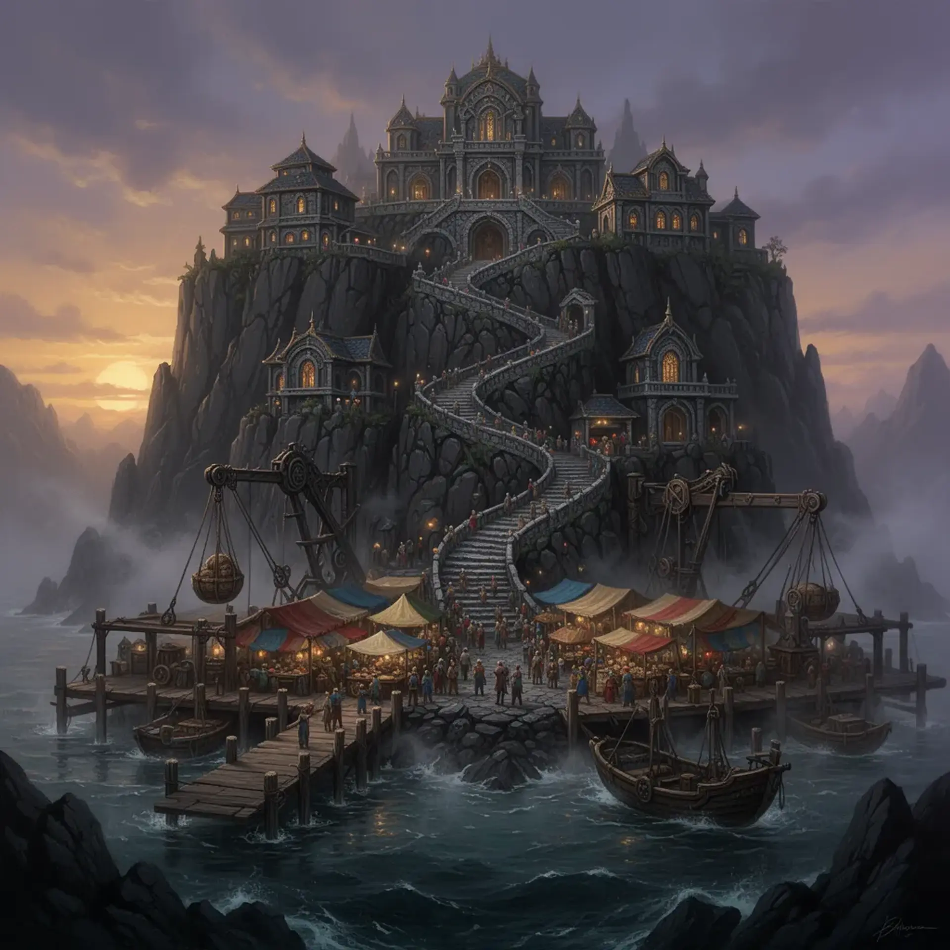 Blackbrine Bay - AI-generated fantasy Settlement