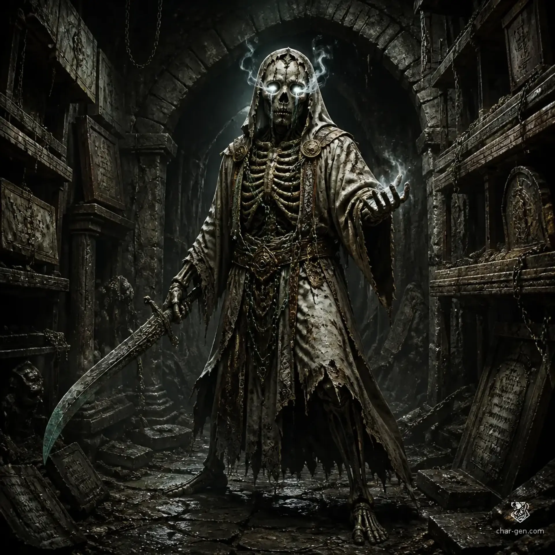 Skeletal Acolyte - AI-generated fantasy Monster