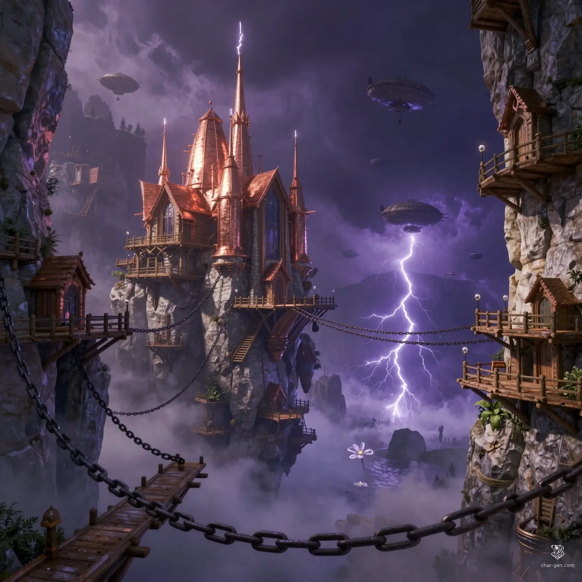 Skyreach Port - AI-generated fantasy Settlement