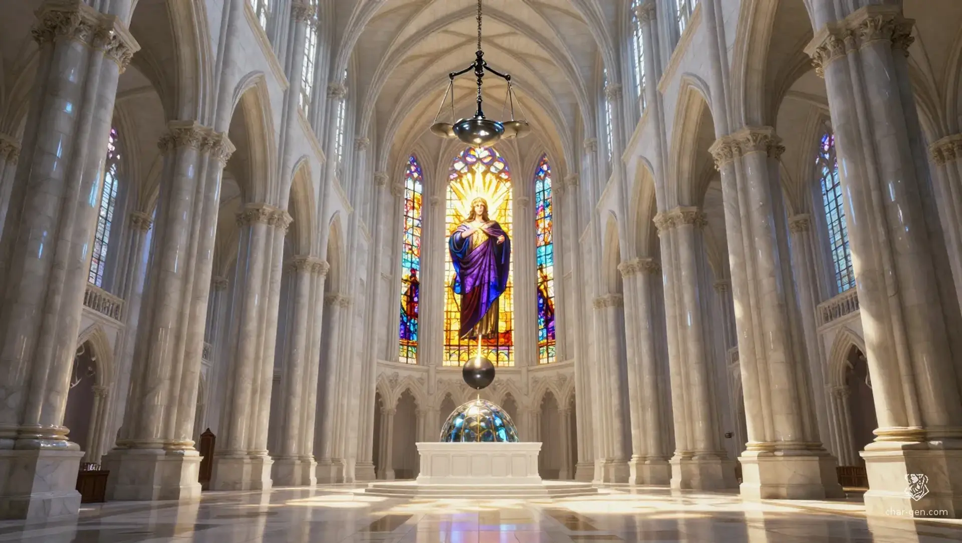 The Cathedral of the Sacred Breath - AI-generated fantasy Building