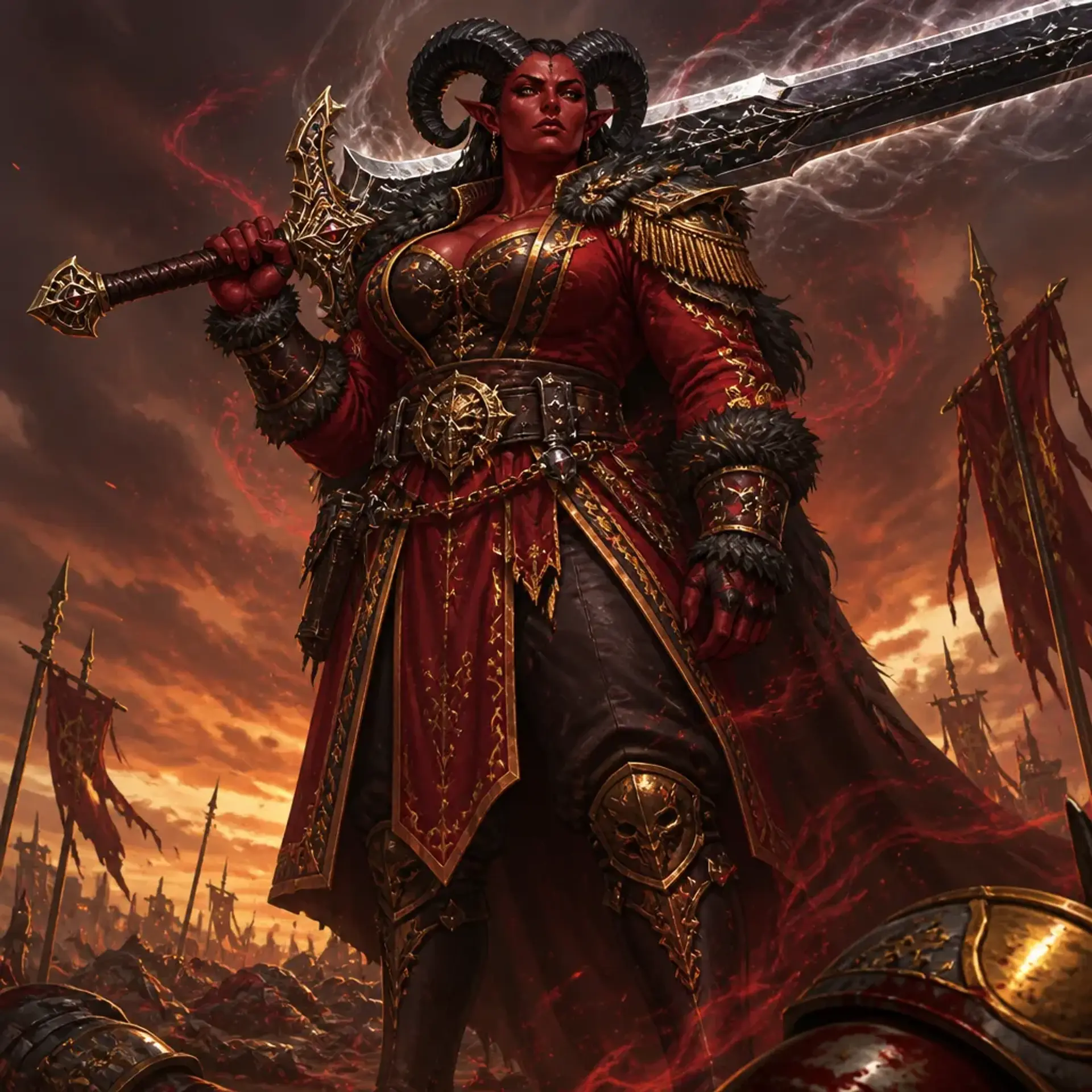 Kaia of the Crimson Blades - AI-generated fantasy Character