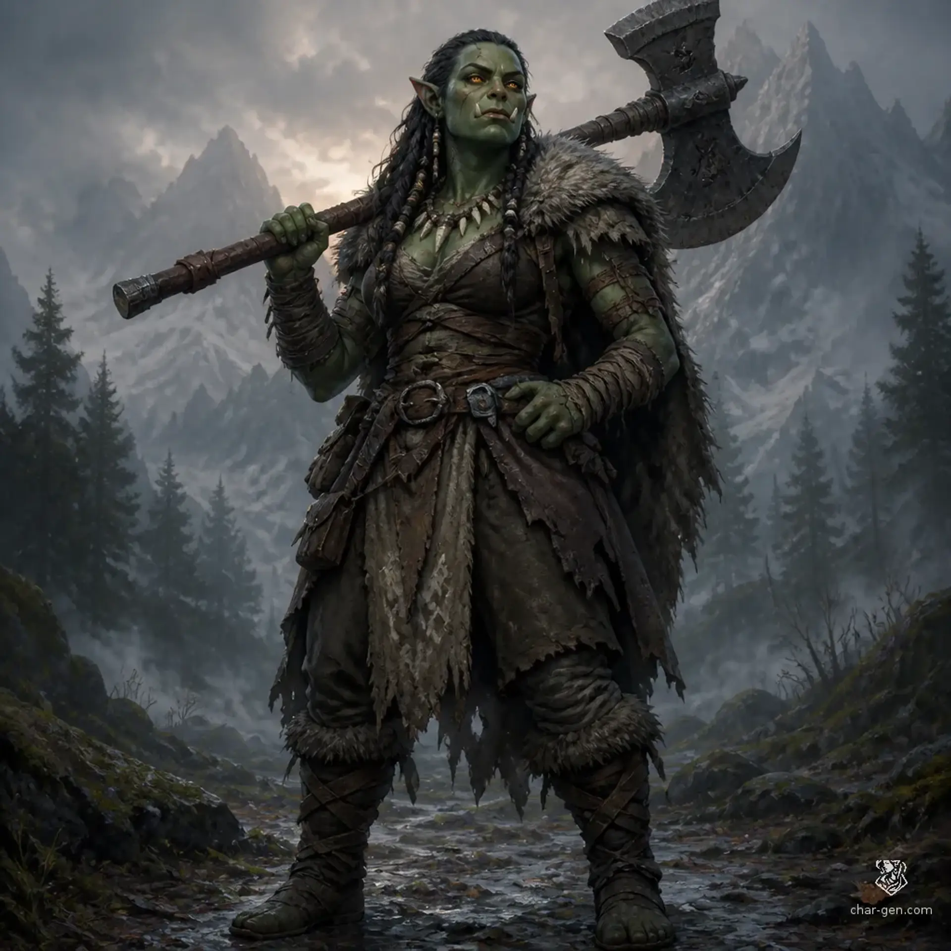 Korga Stone-Track - AI-generated fantasy Character