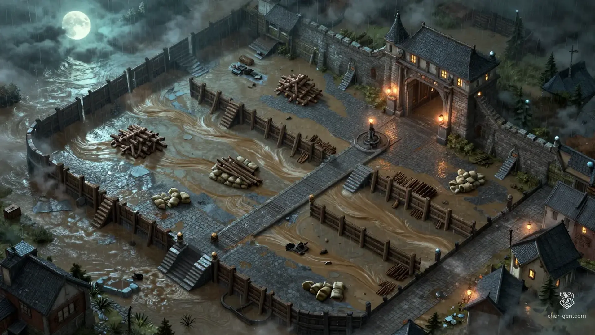 The Reeve's Floodgate Decision - AI-generated fantasy Encounter
