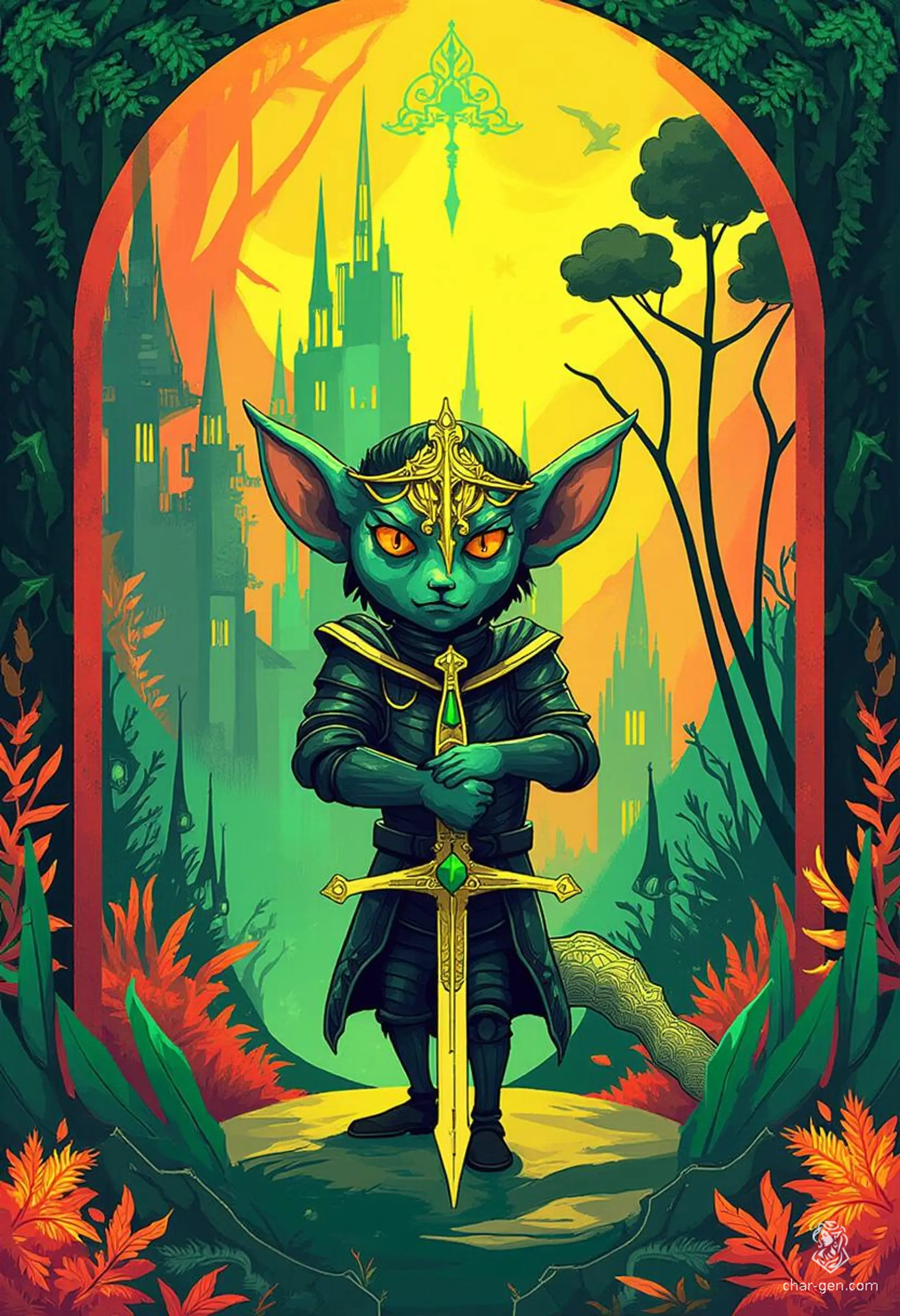 Bittles is a nimble goblin rogue, with a sly grin and a glint of mischief in their bright, green eyes. Their intricately detailed leather armor hugs their small frame, while a slender, green-gemmed dagger gleams in their strong grip, ready for any challenge.