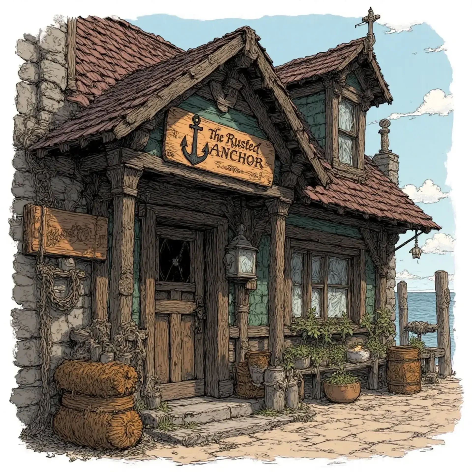 The Rusted Anchor - AI-generated fantasy Tavern