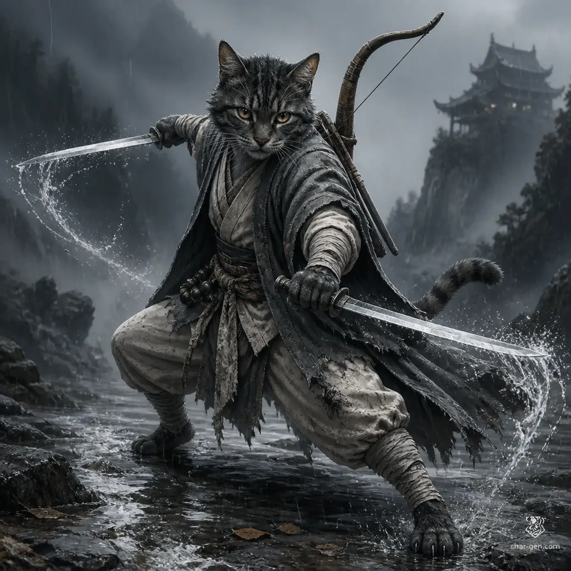 Kaito Rain-Dancer - AI-generated fantasy Character