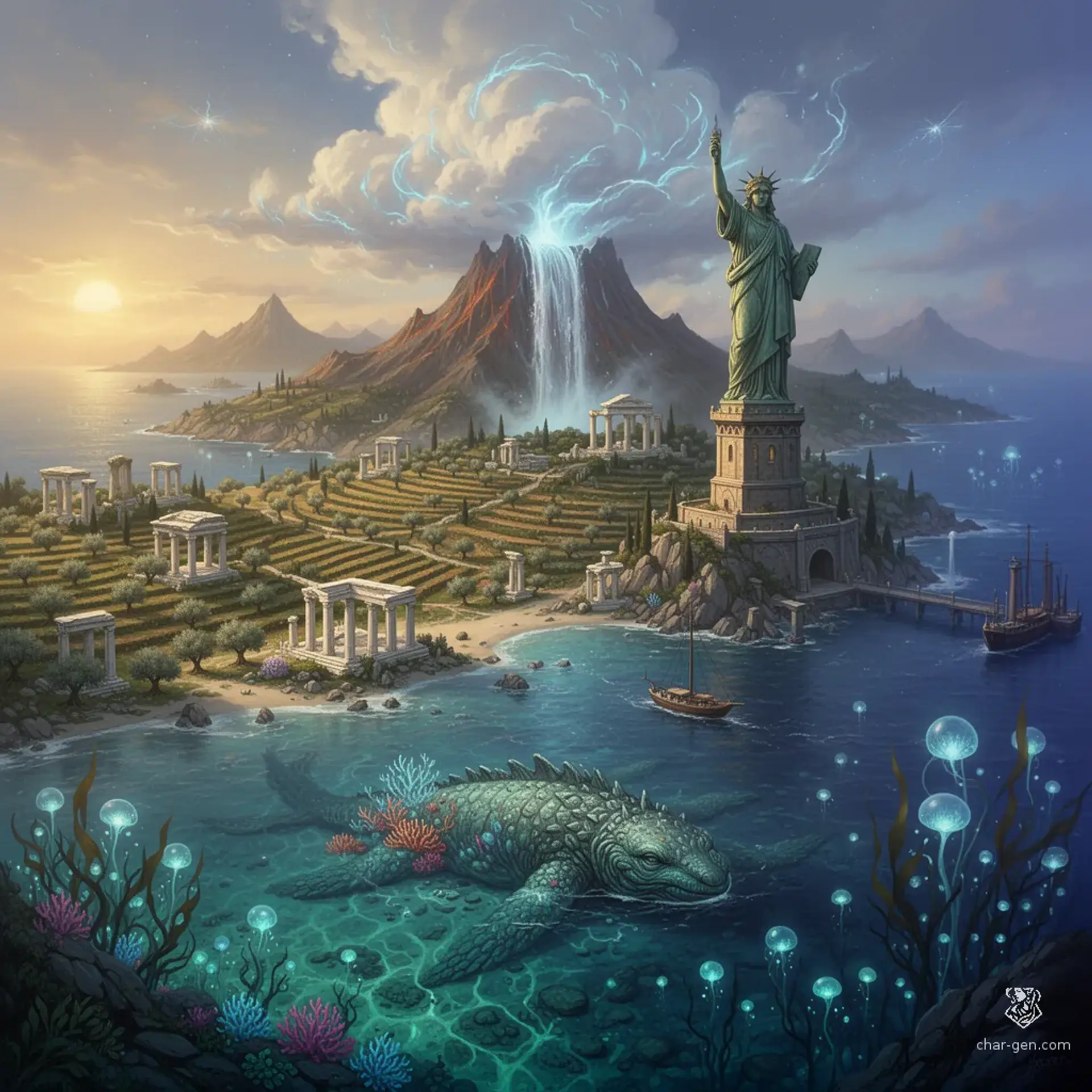 The Sun-Shattered Isles - AI-generated fantasy Region