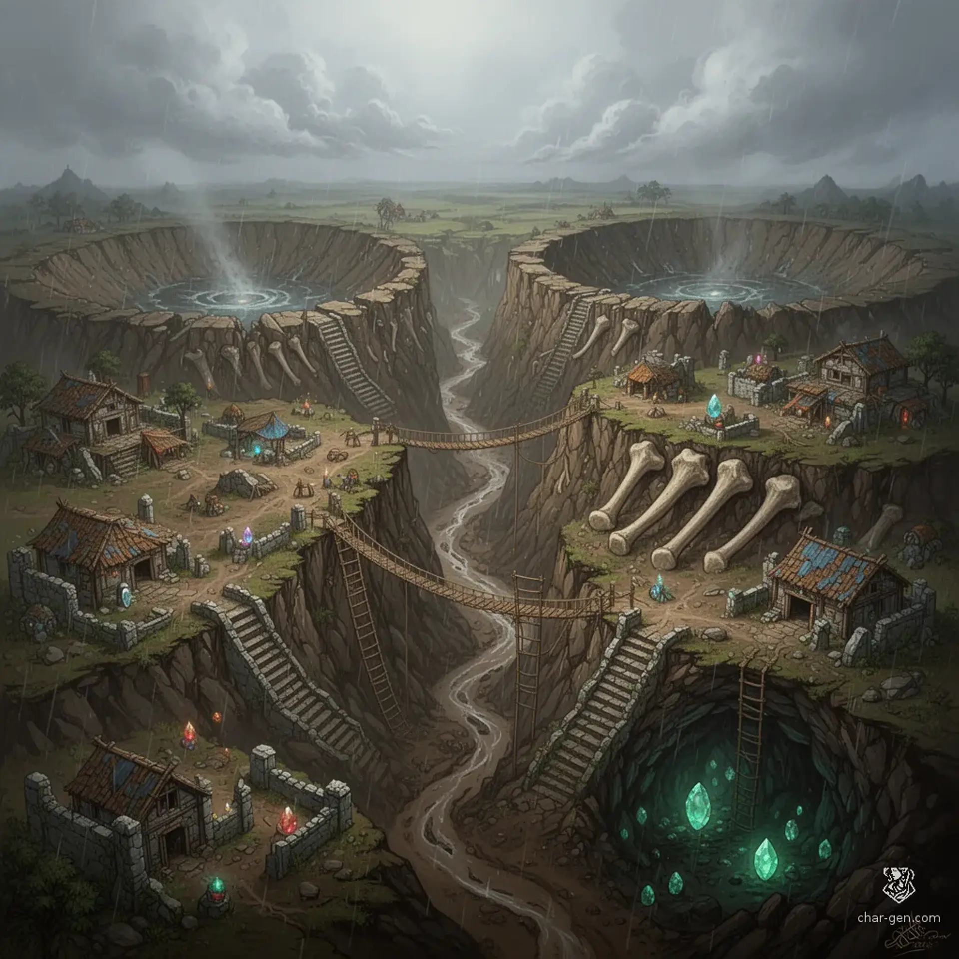 Lowlands of Tencharu - AI-generated fantasy Region