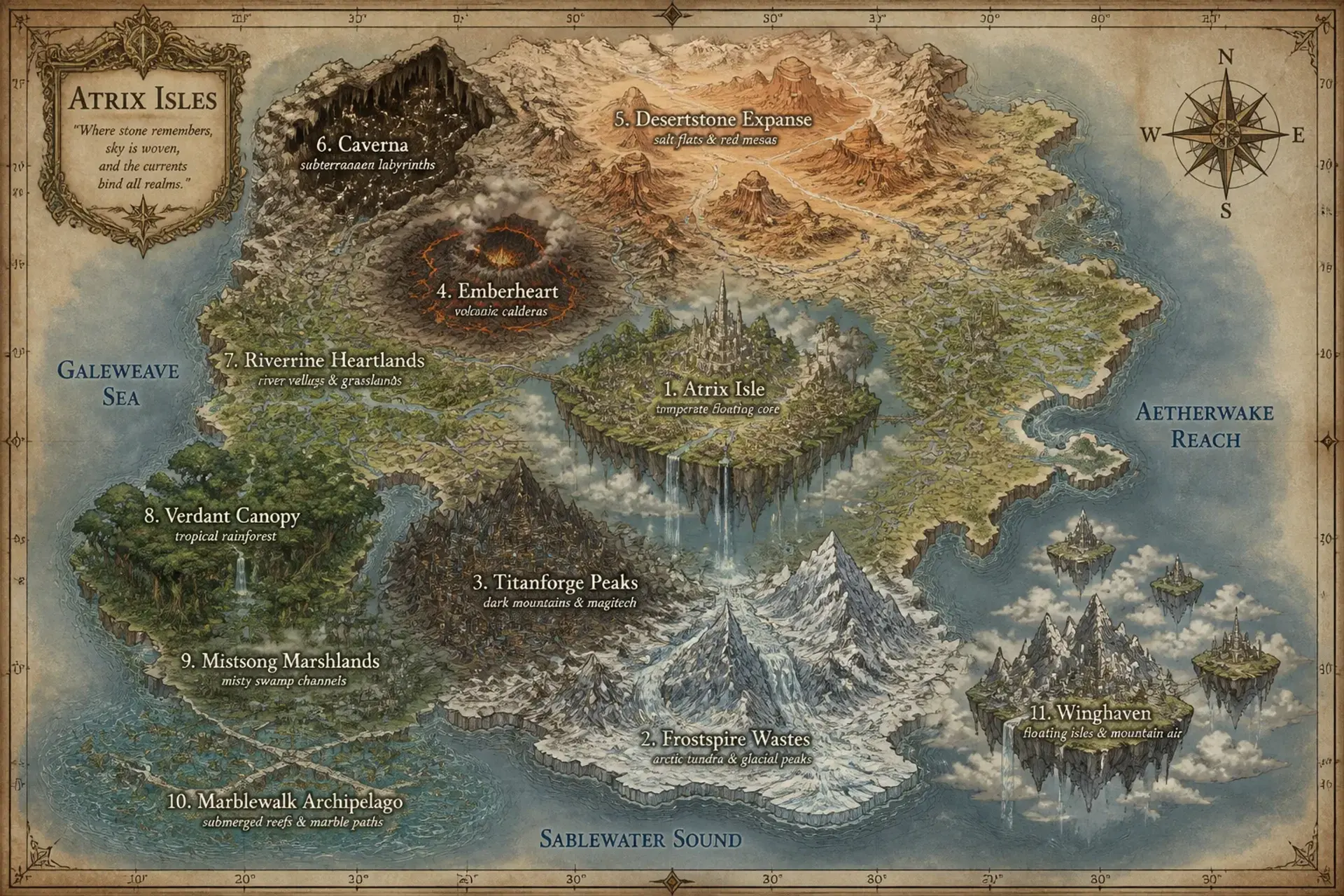 Atrix Isles - AI-generated fantasy World
